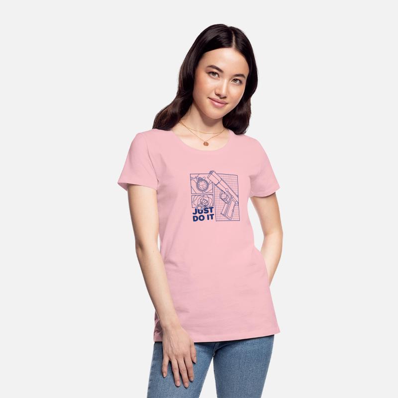 Time to Roll – Minimalist Gun & Dice Graphic Tee