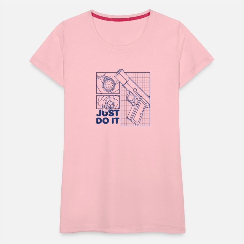 Time to Roll – Minimalist Gun & Dice Graphic Tee