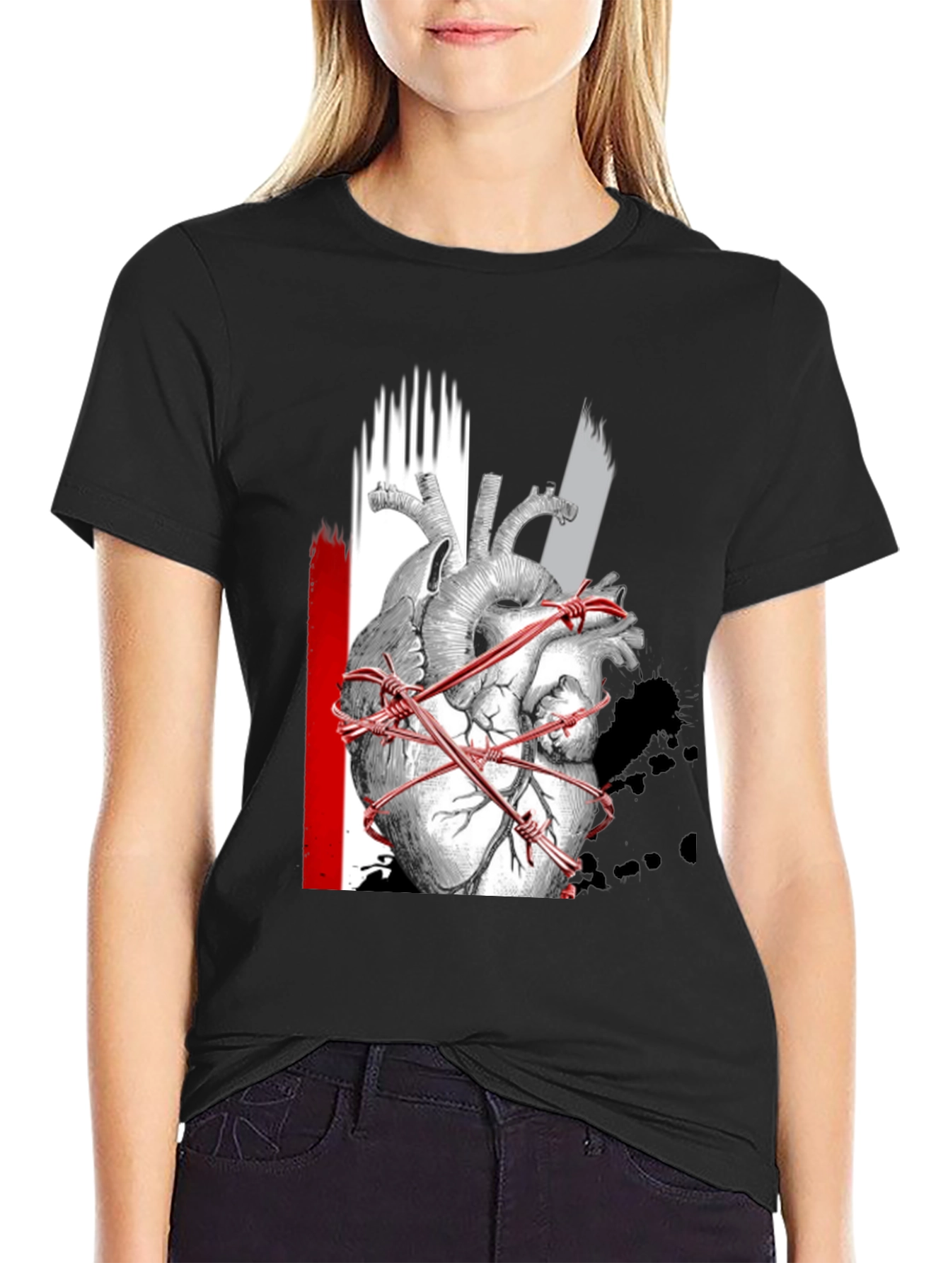 Anatomical Heart Barbed Wire Graphic Tee
