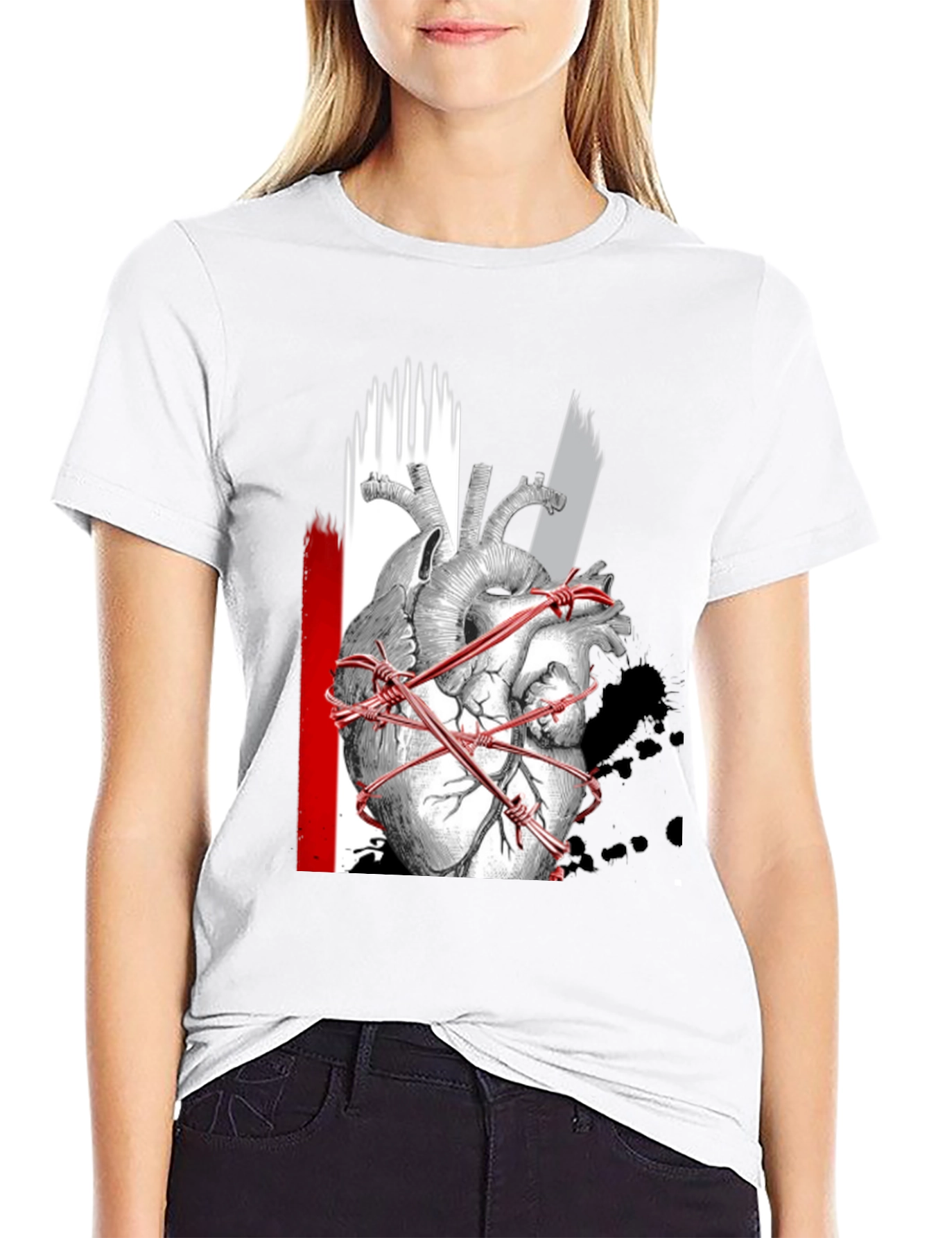 Anatomical Heart Barbed Wire Graphic Tee