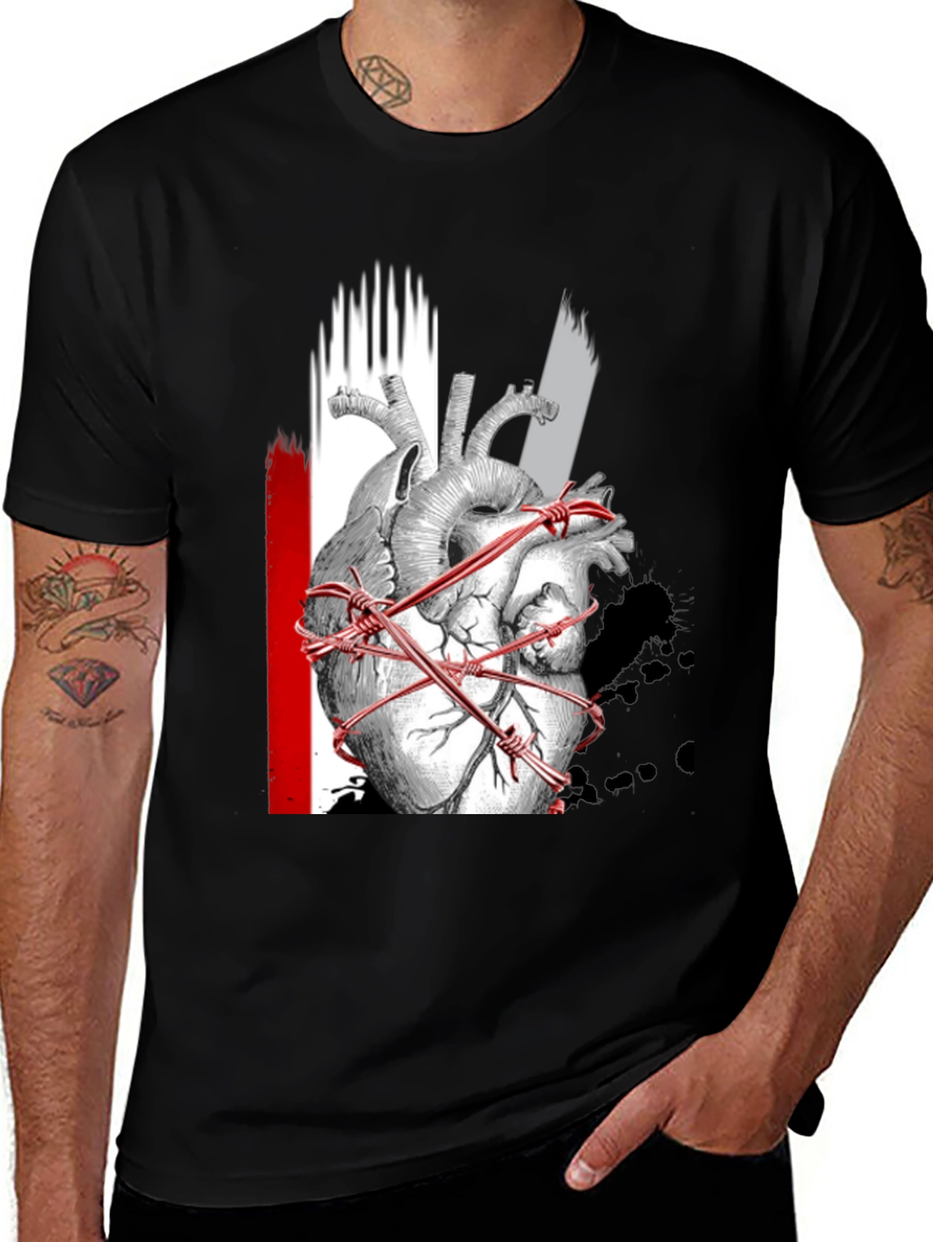Anatomical Heart Barbed Wire Graphic Tee
