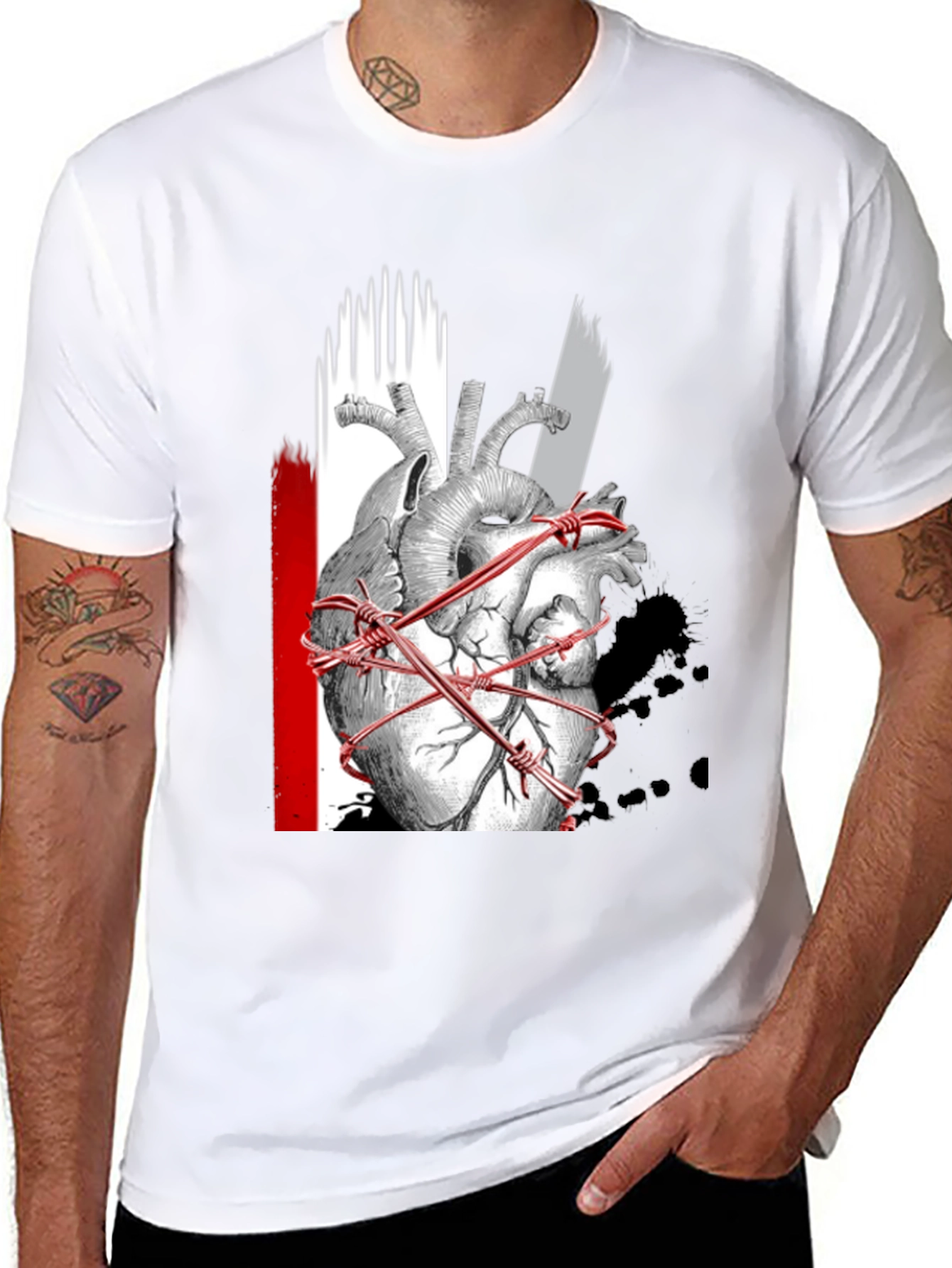 Anatomical Heart Barbed Wire Graphic Tee