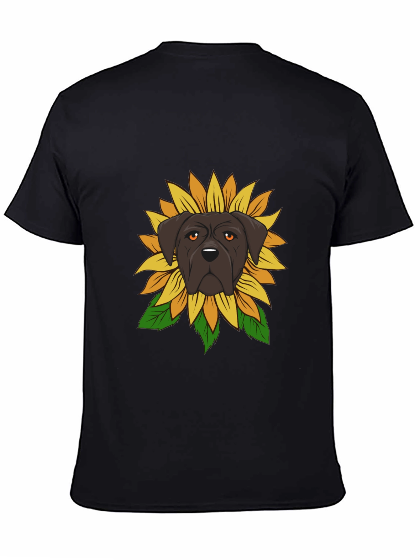 Dog Sunflower Graphic Tee - Black