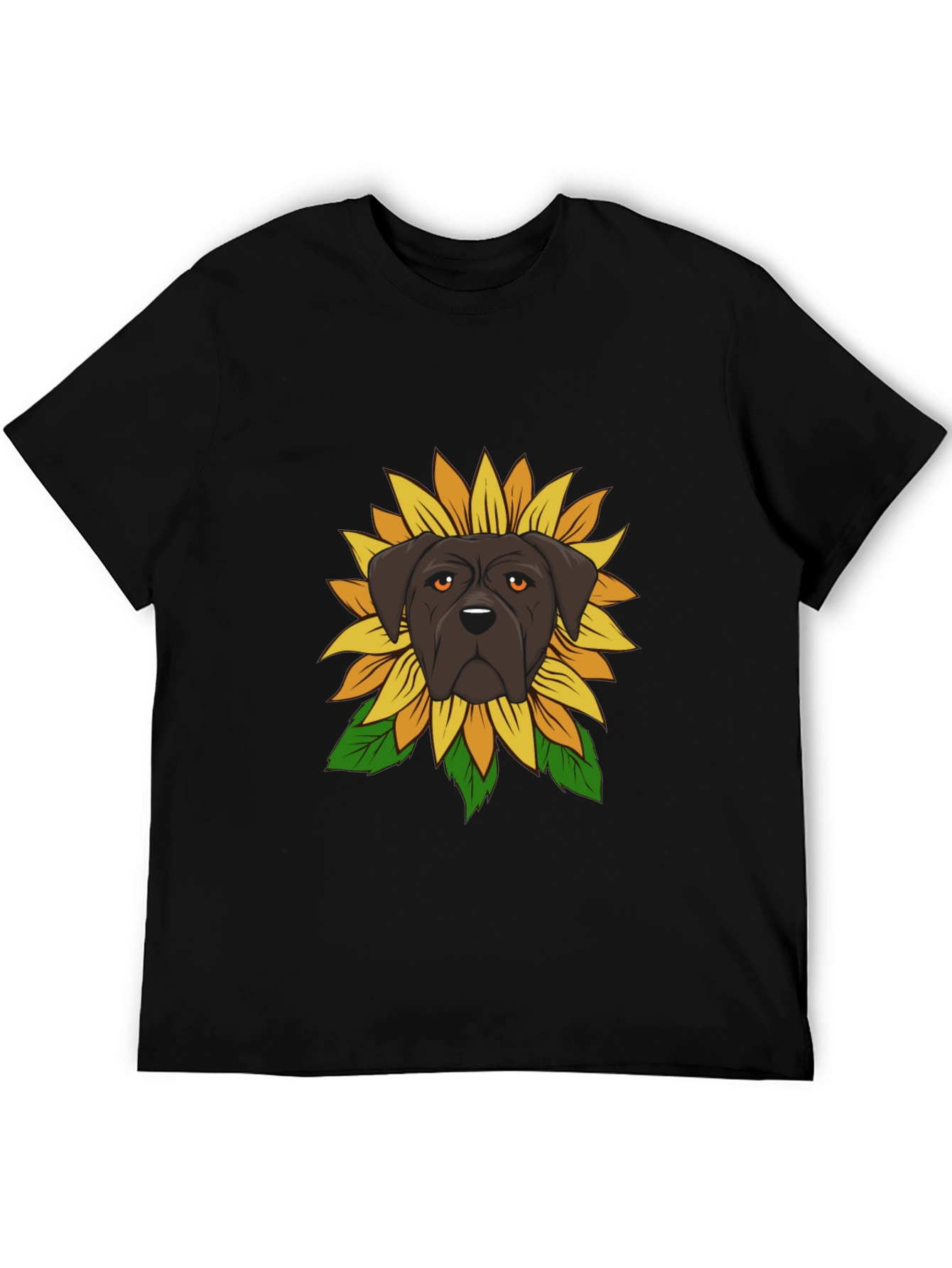 Dog Sunflower Graphic Tee - Black