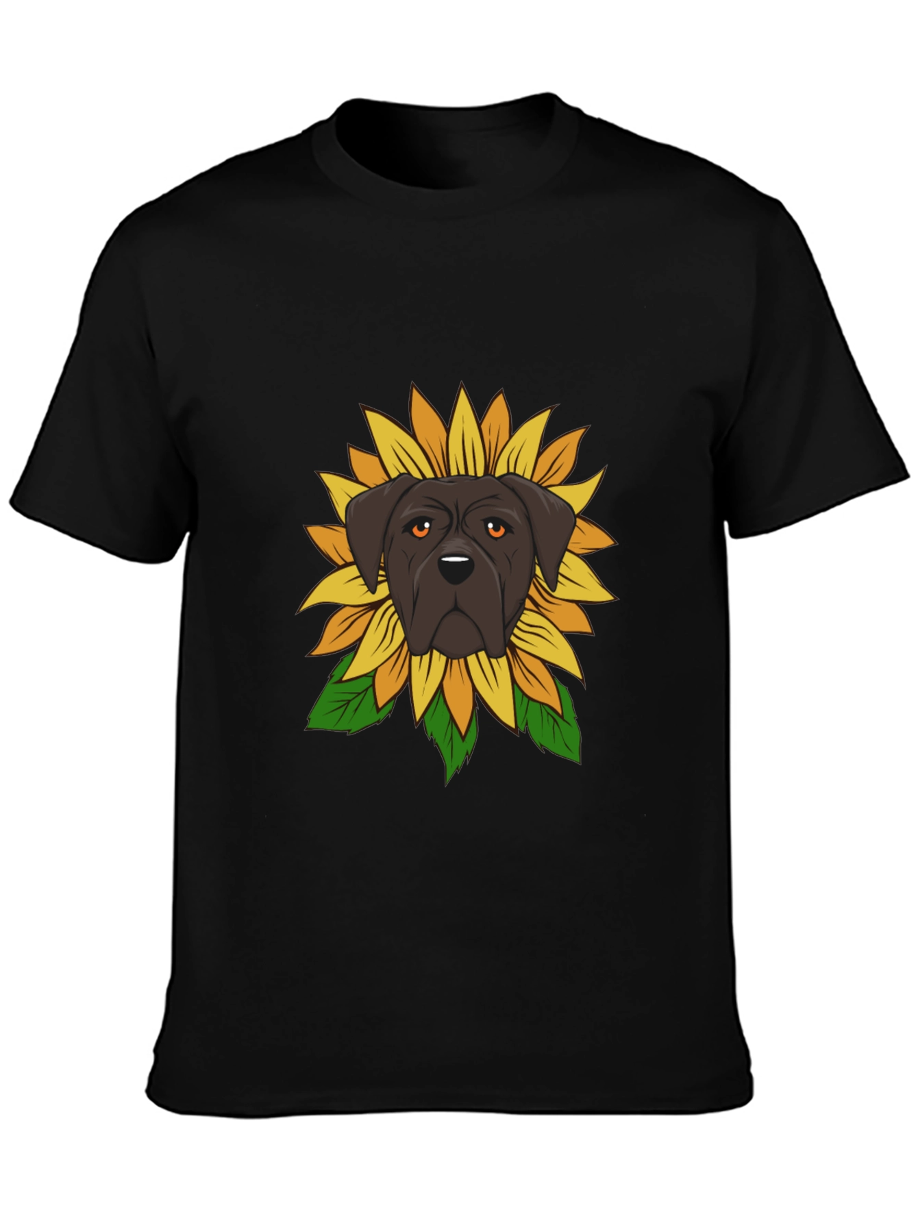 Dog Sunflower Graphic Tee - Black