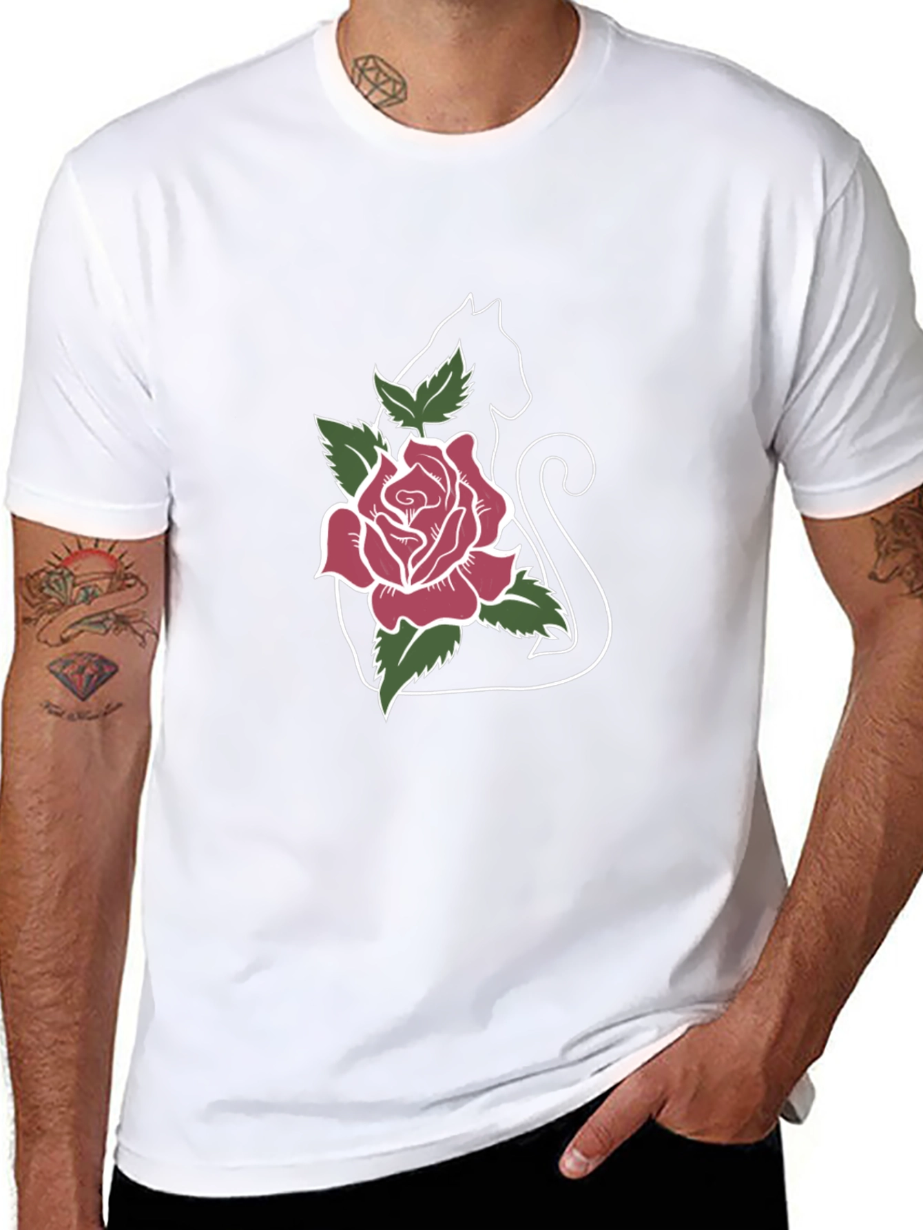 Black Cat Rose T-Shirt