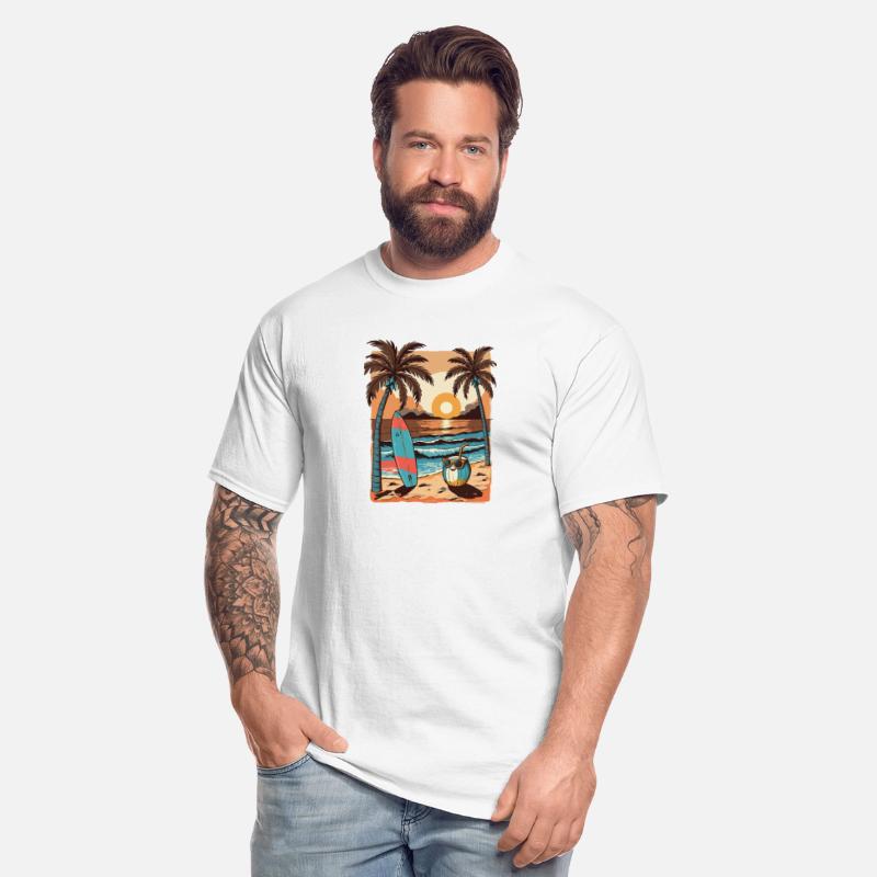Tropical Surf Sunset Tee | Summer Vibes Beachwear