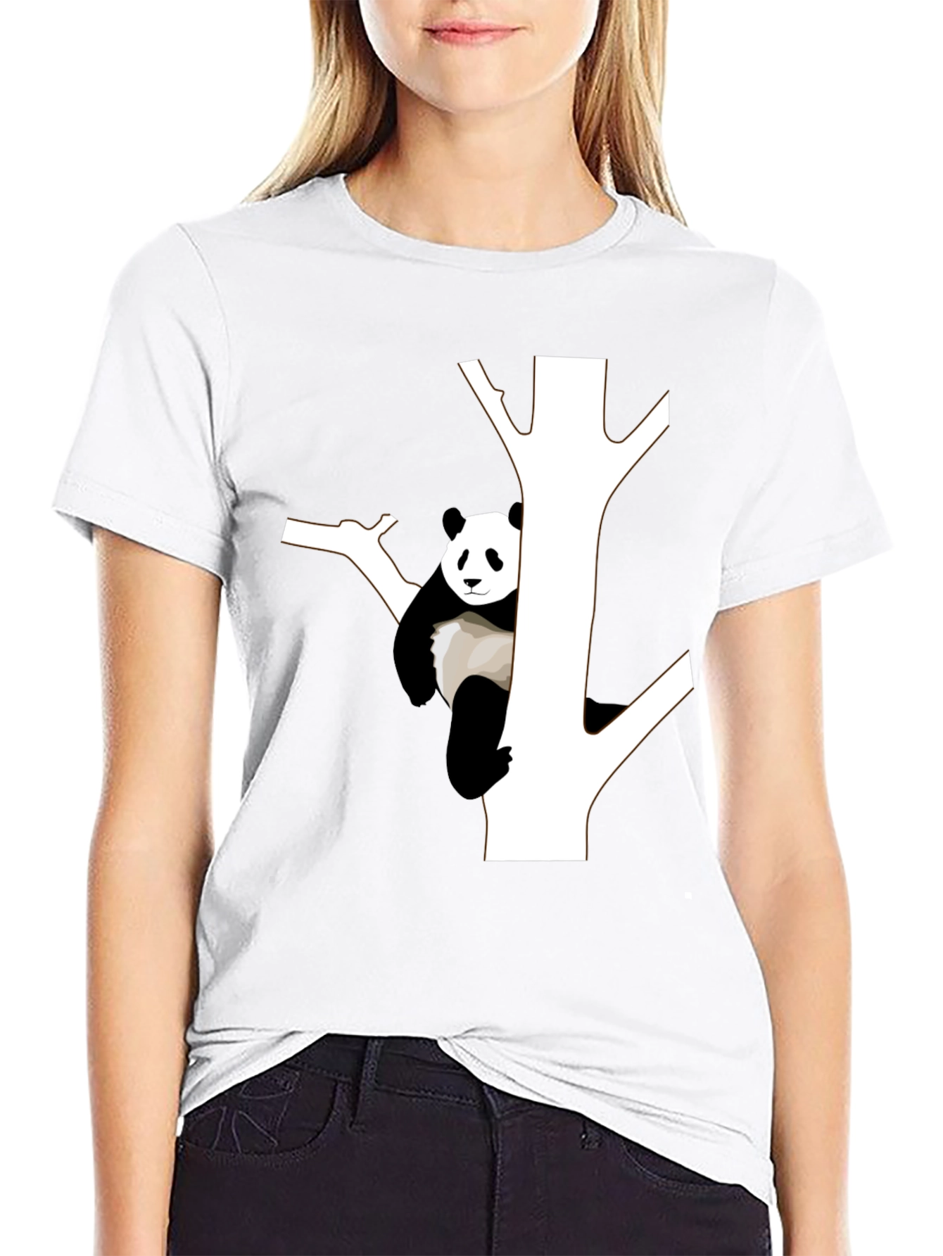 Panda Tree Graphic Tee - Stylish Black T-Shirt