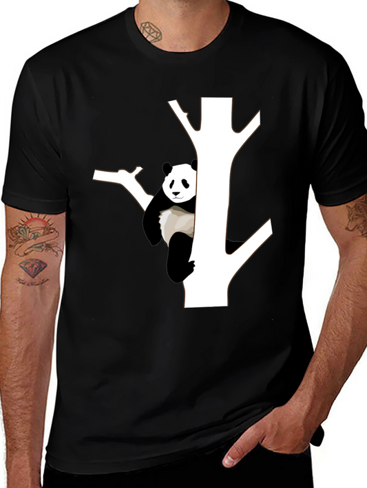 Panda Tree Graphic Tee - Stylish Black T-Shirt