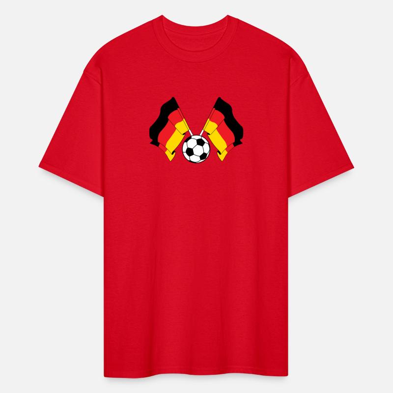 Two German flags crossed with a Germany football
