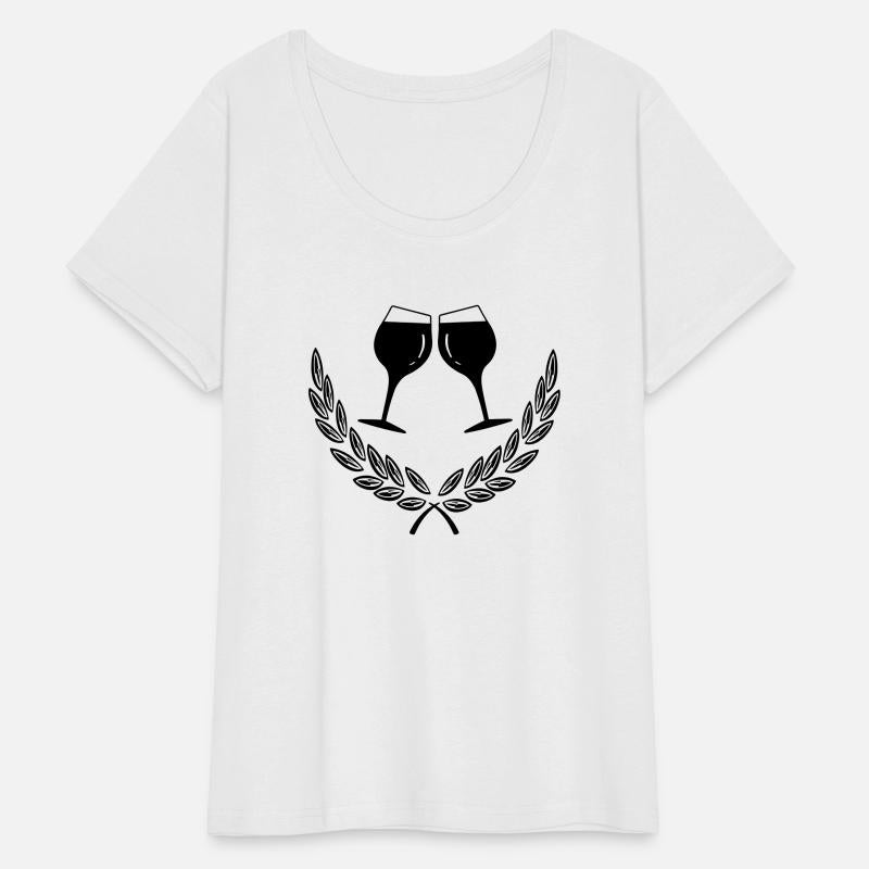 Two wine glasses in laurel wreath wine taster logo
