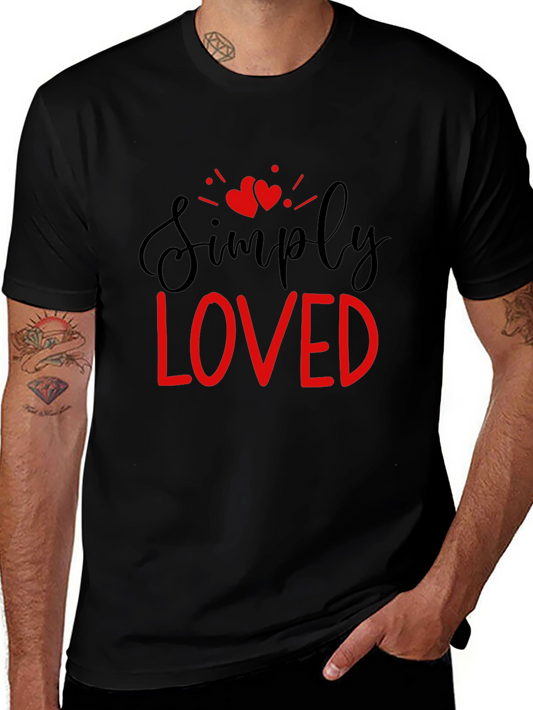 Simply Loved T-Shirt - Black Tee with Red Valentines Design