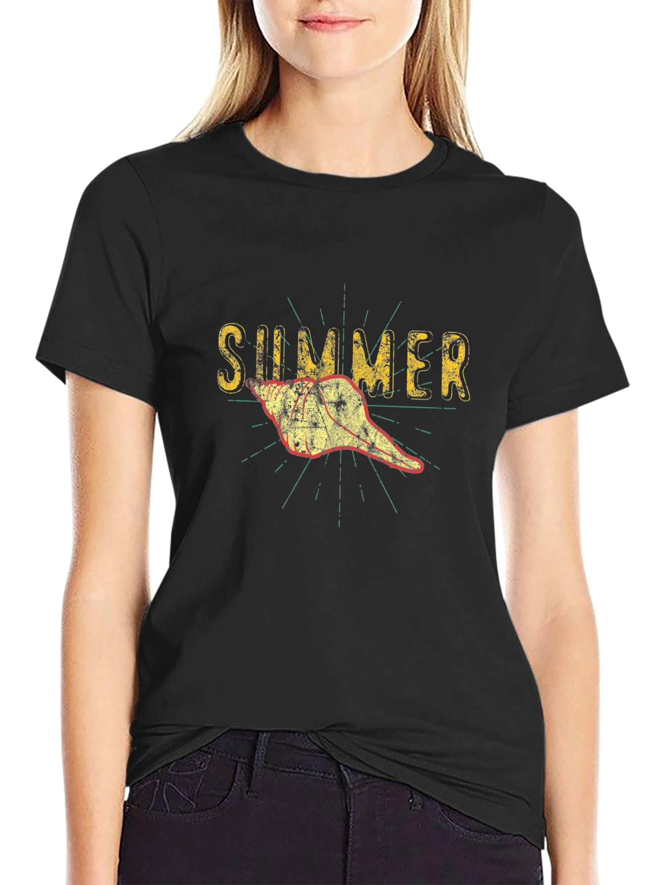 Summer Seashell Graphic Tee - Black