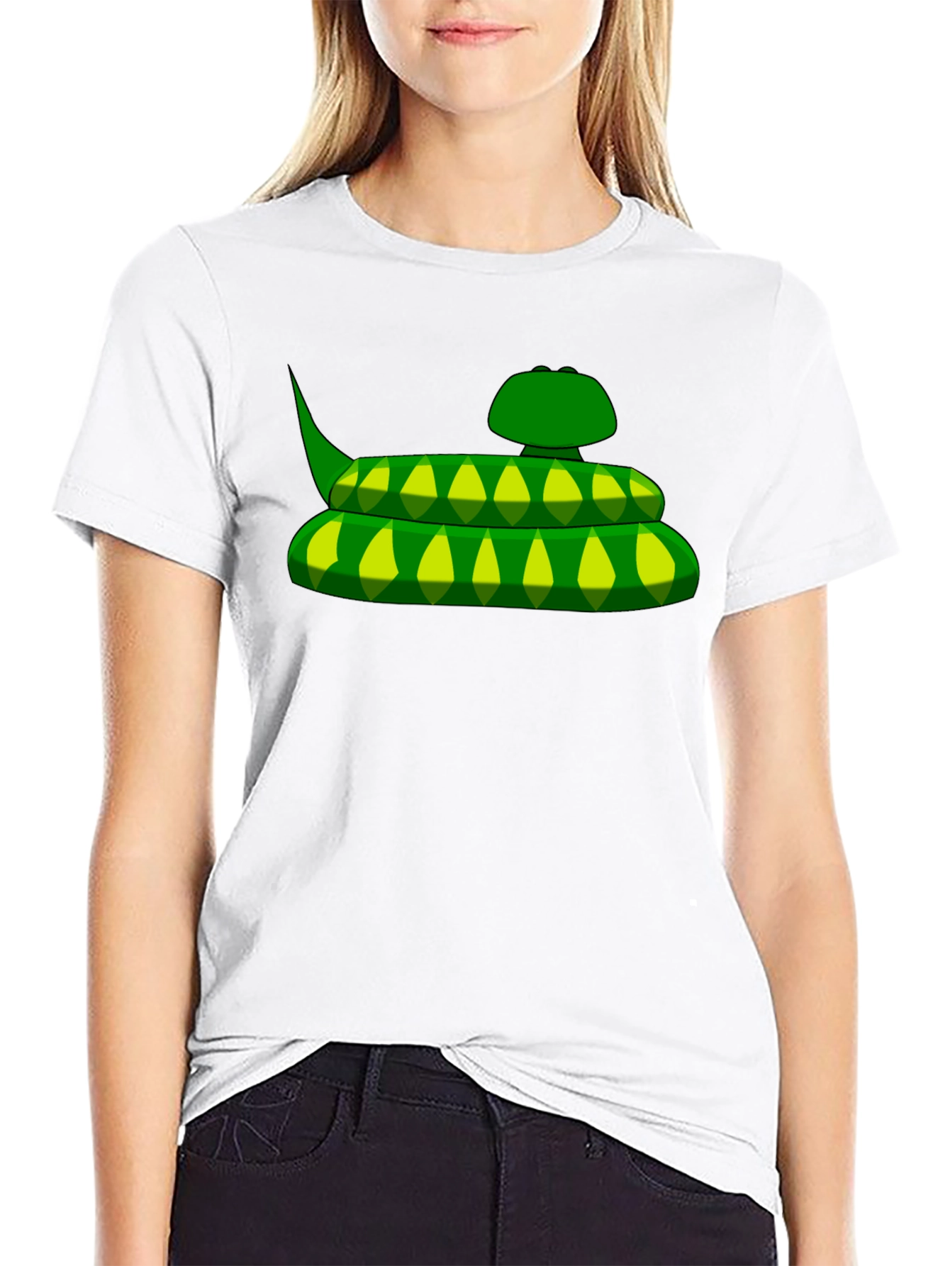 Green Snake Graphic Black T-Shirt