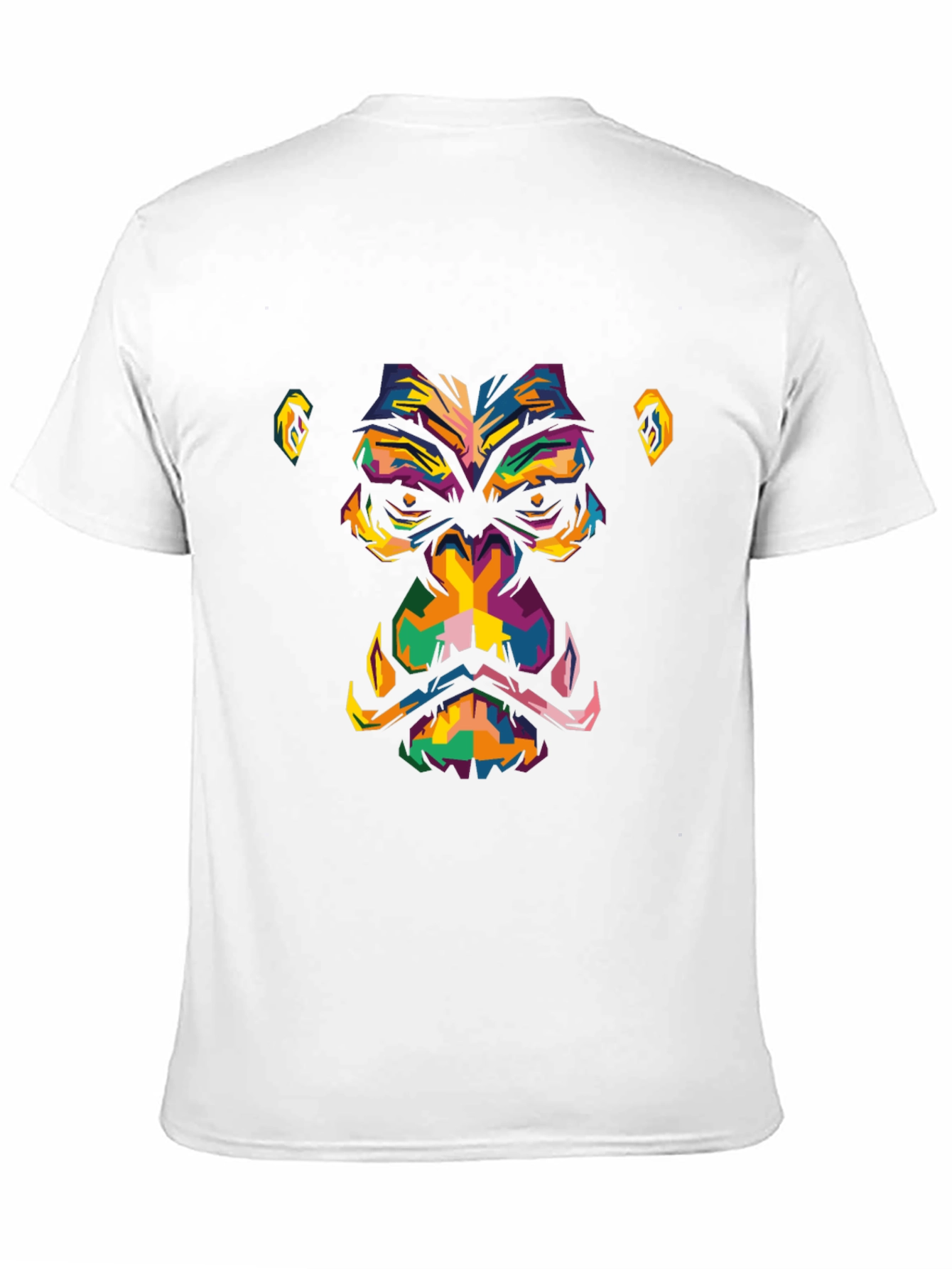 Abstract Gorilla Face Graphic Black T-Shirt