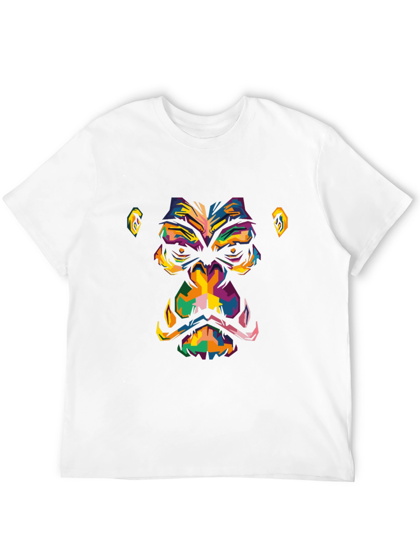 Abstract Gorilla Face Graphic Black T-Shirt