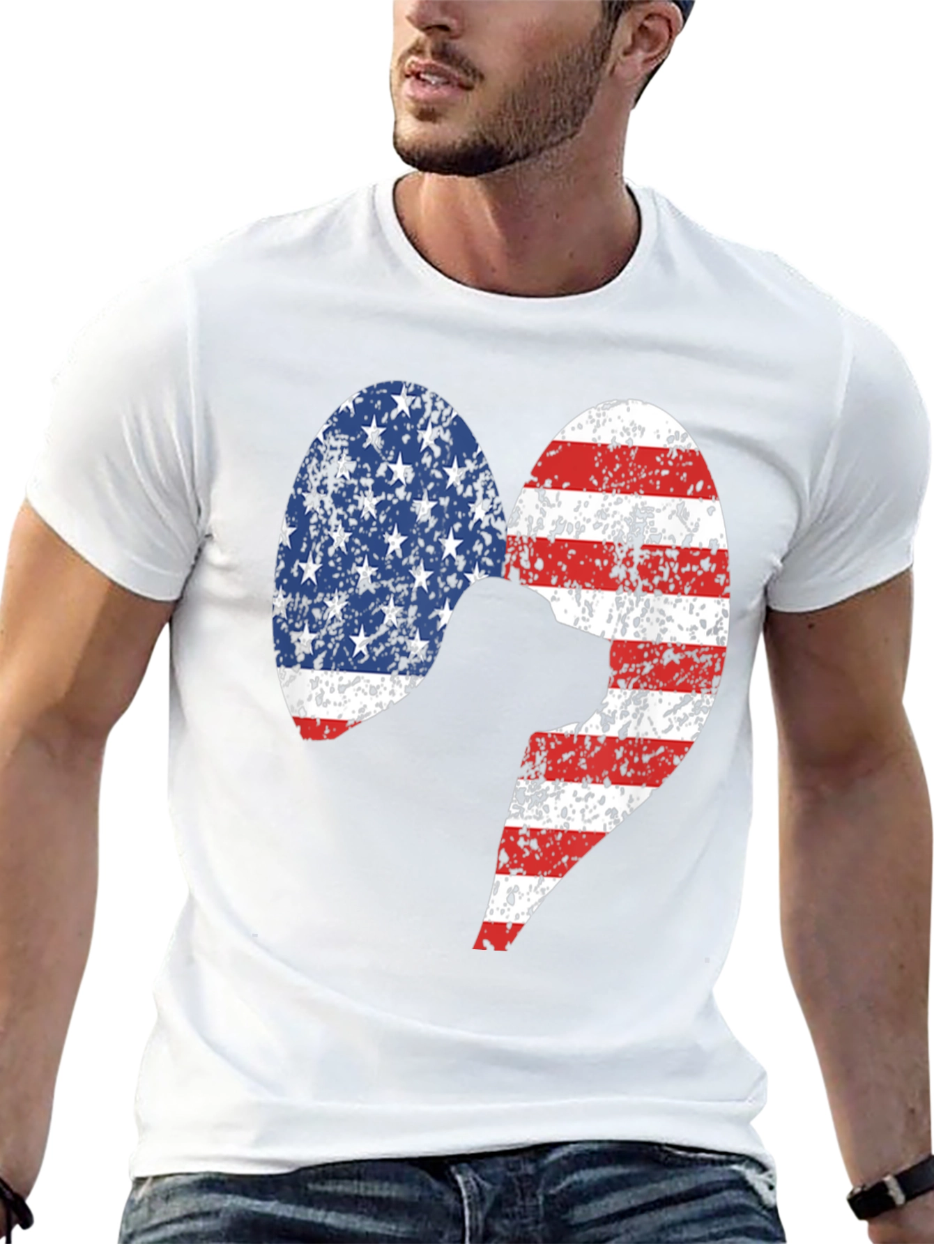 Patriotic Dog Heart T-Shirt