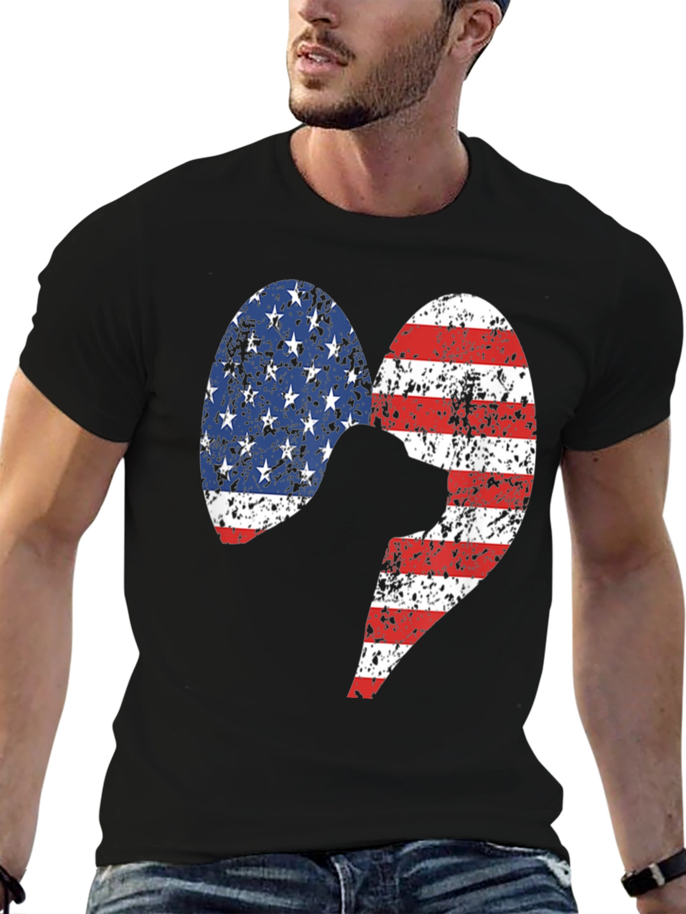 Patriotic Dog Heart T-Shirt