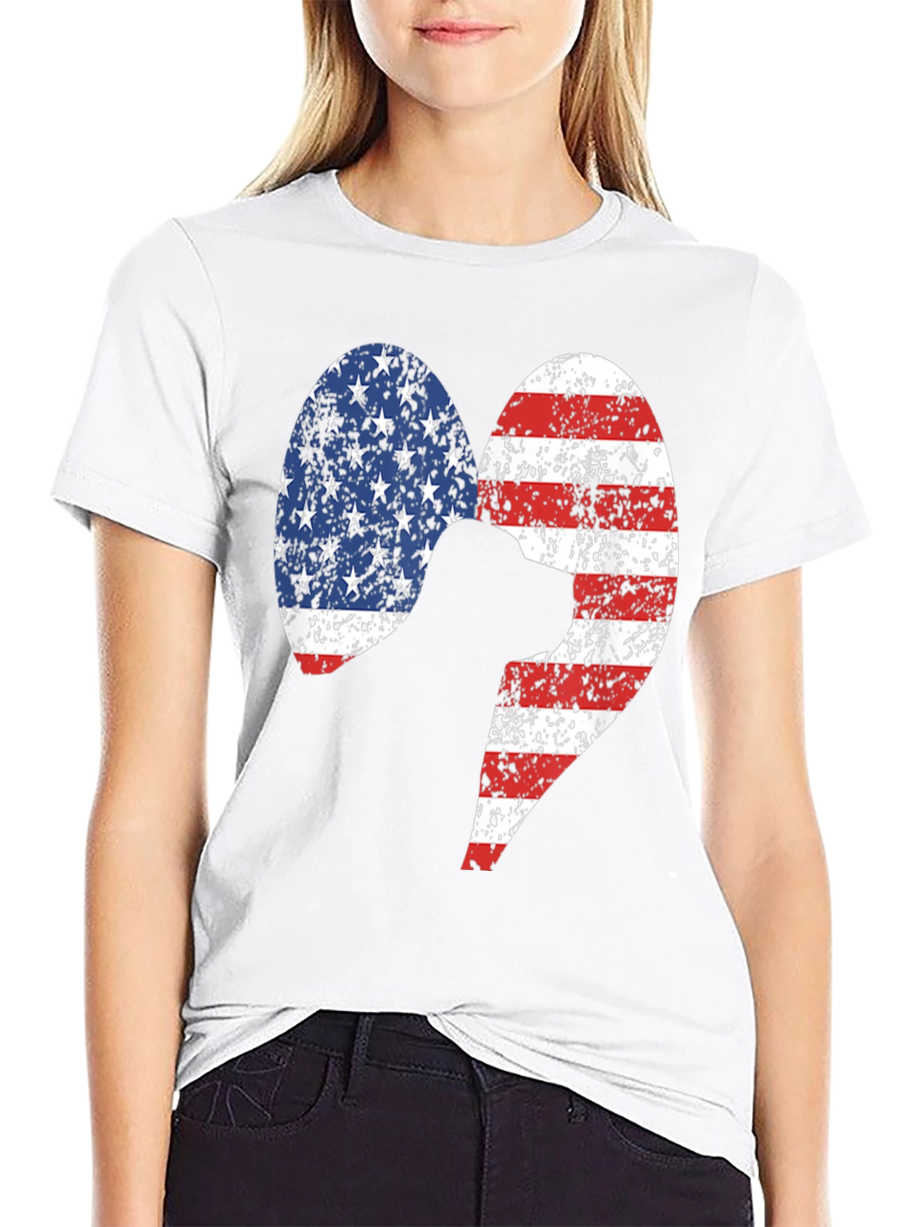 Patriotic Dog Heart T-Shirt