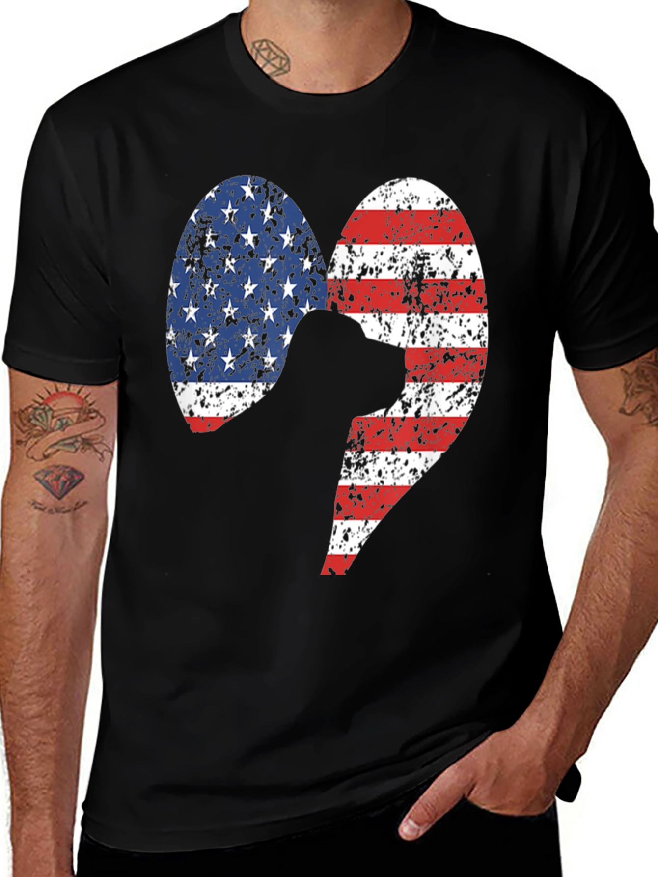 Patriotic Dog Heart T-Shirt