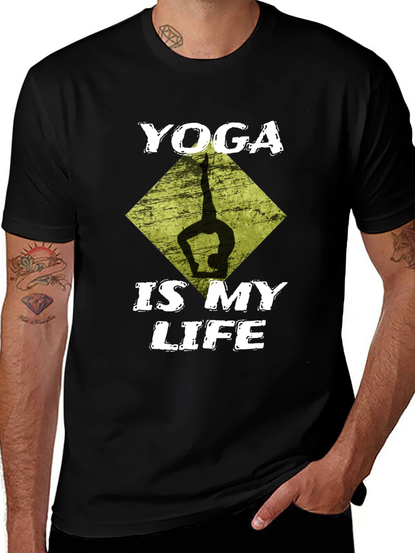 Yoga Is My Life Black Graphic T-Shirt
