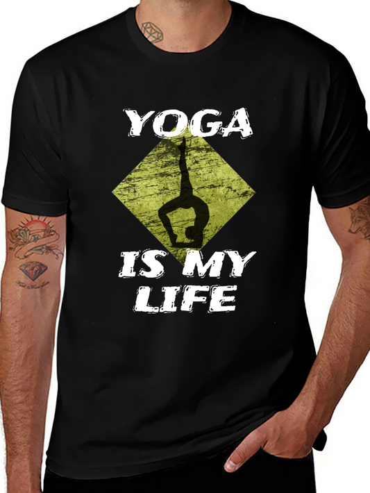 Yoga Is My Life Black Graphic T-Shirt