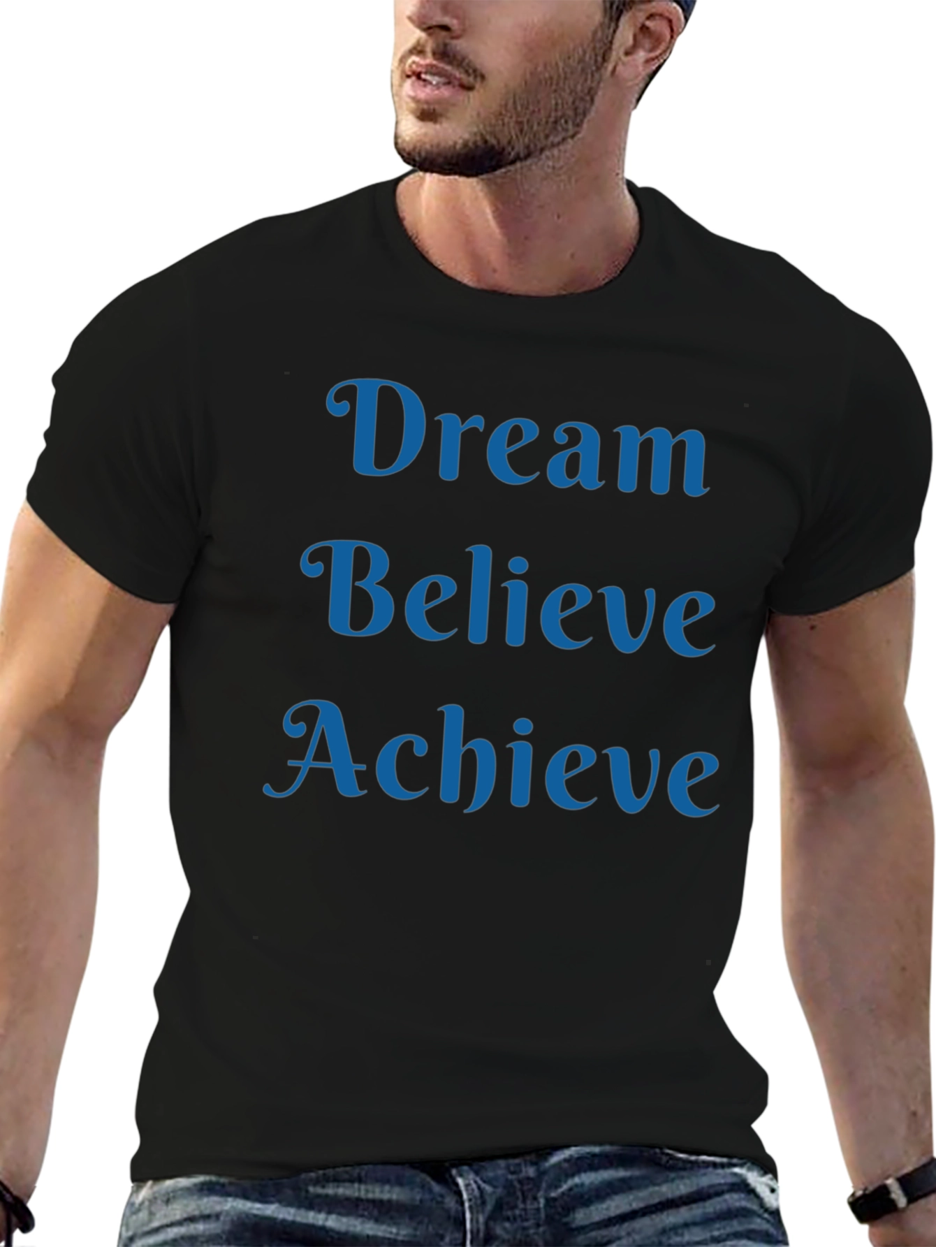 Dream Believe Achieve T-Shirt Motivational Black Tee