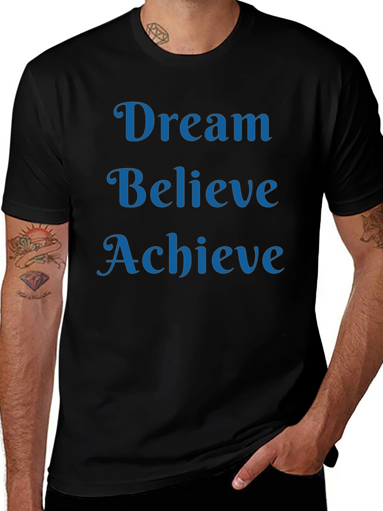 Dream Believe Achieve T-Shirt Motivational Black Tee