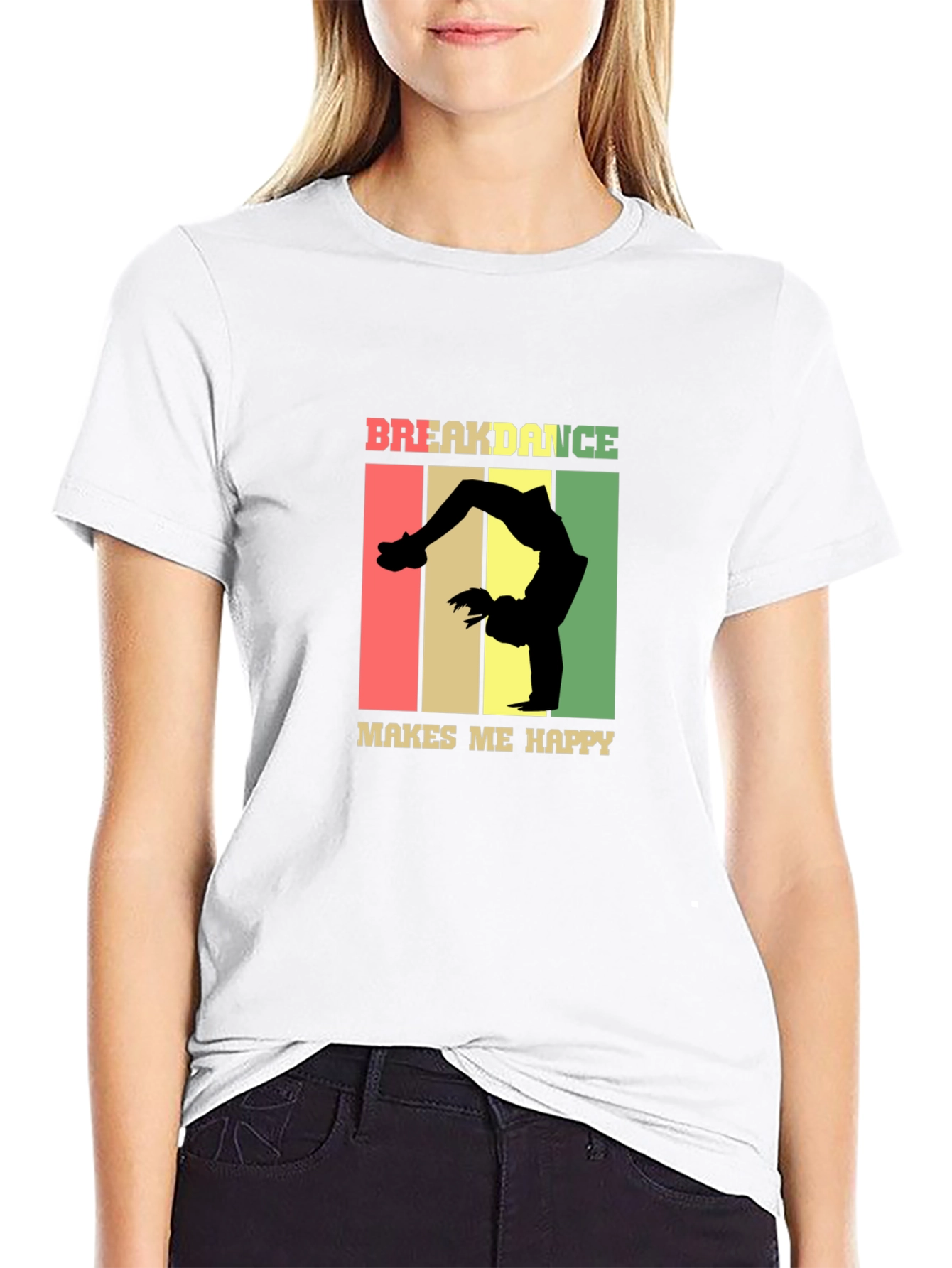 Breakdance Makes Me Happy Black Graphic Tee