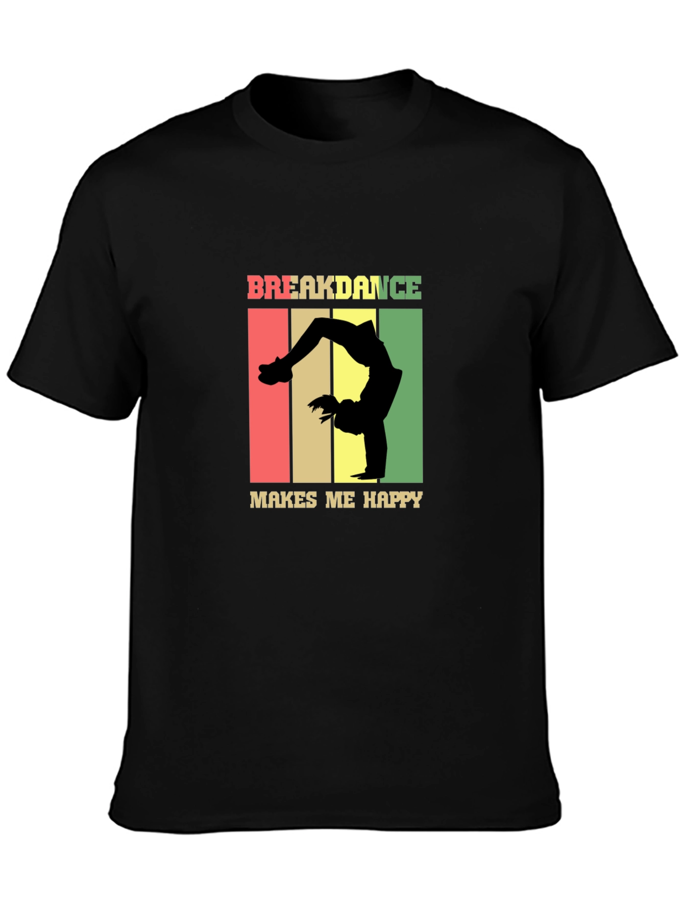 Breakdance Makes Me Happy Black Graphic Tee