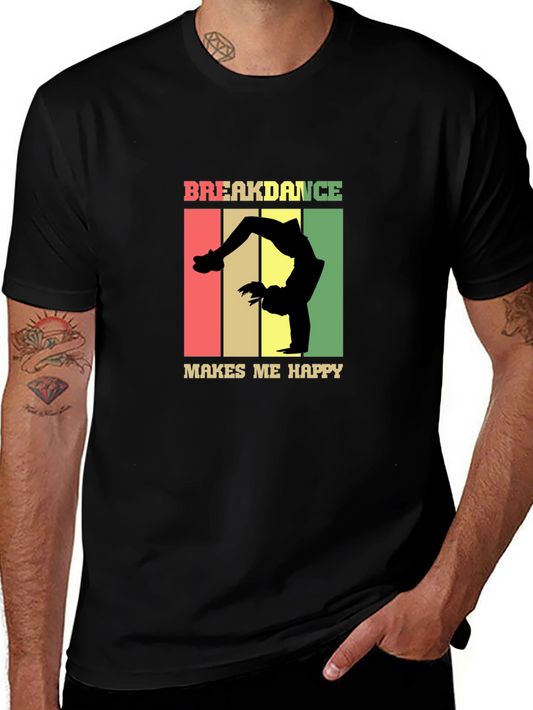 Breakdance Makes Me Happy Black Graphic Tee