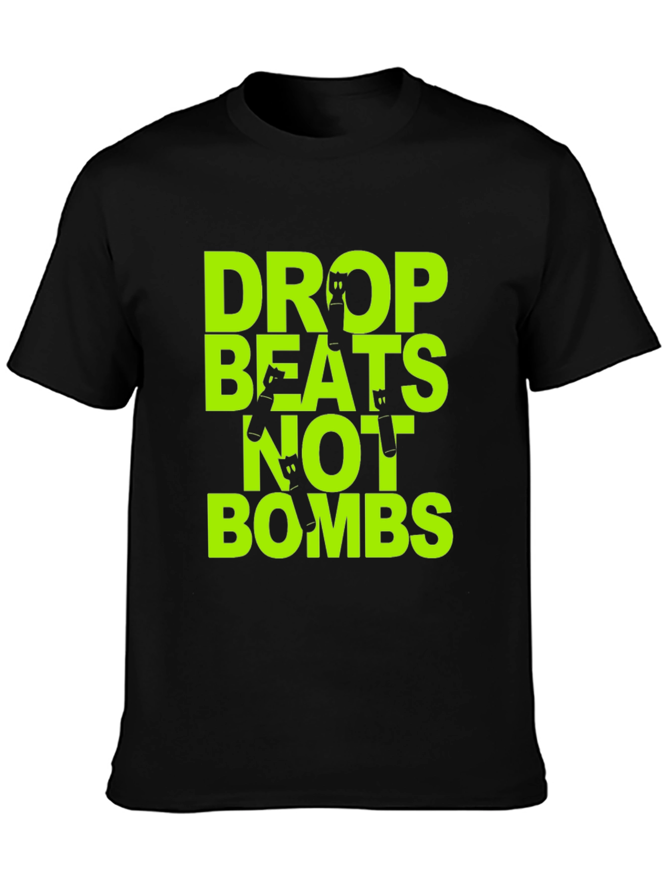 Drop Beats Not Bombs Graphic Tee - Black T-Shirt