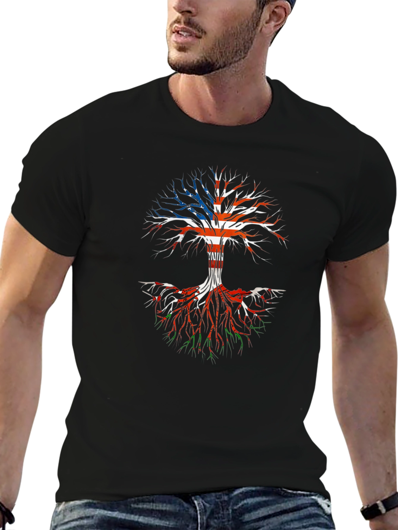 USA & Italy Roots Black Graphic Tee
