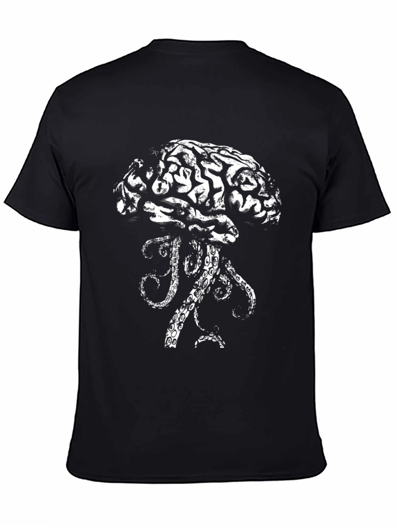 Brain Squid Graphic Tee - Black Cotton T-Shirt