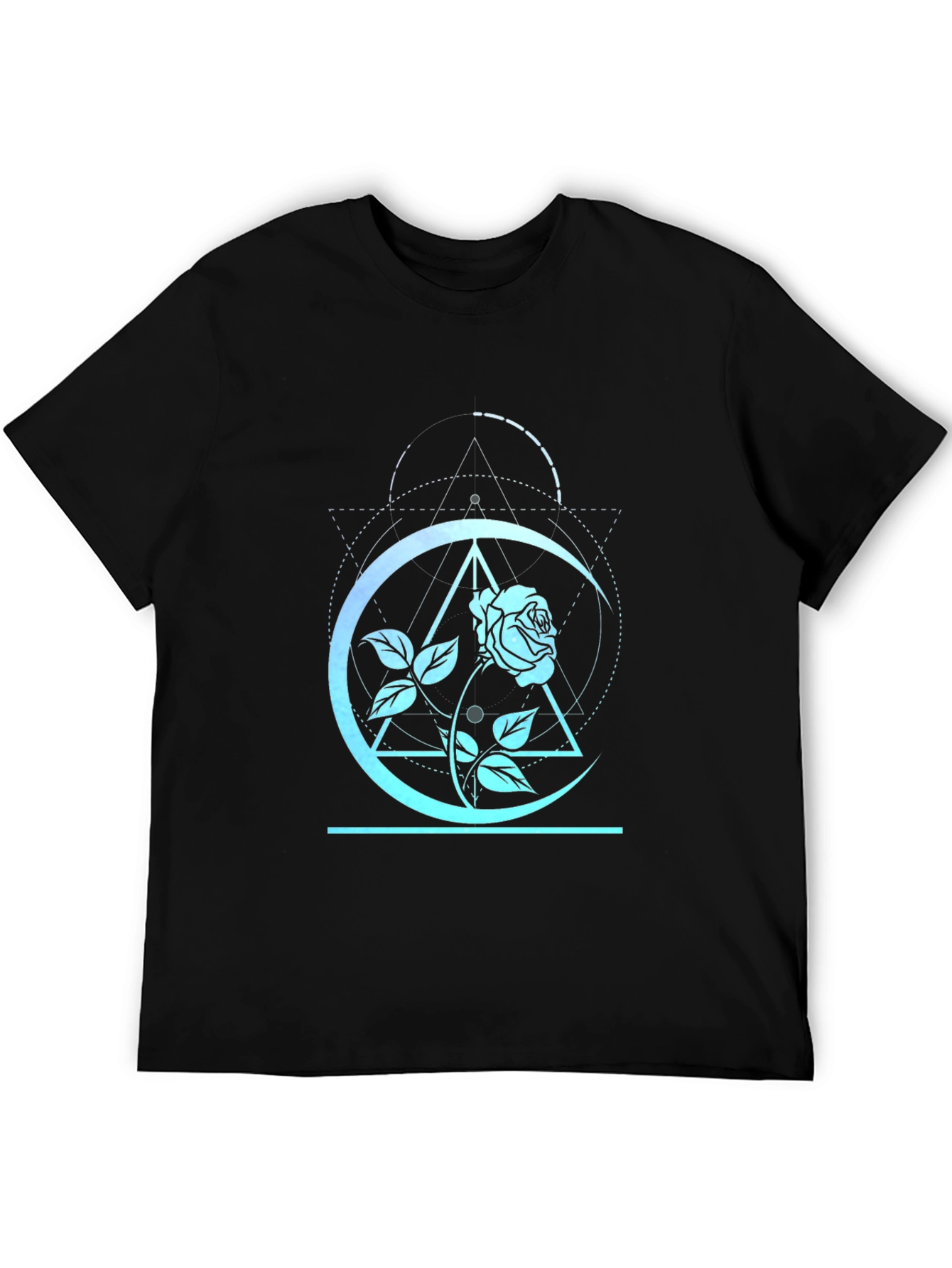 Geometric Moon Rose T-Shirt - Stylish Graphic Tee