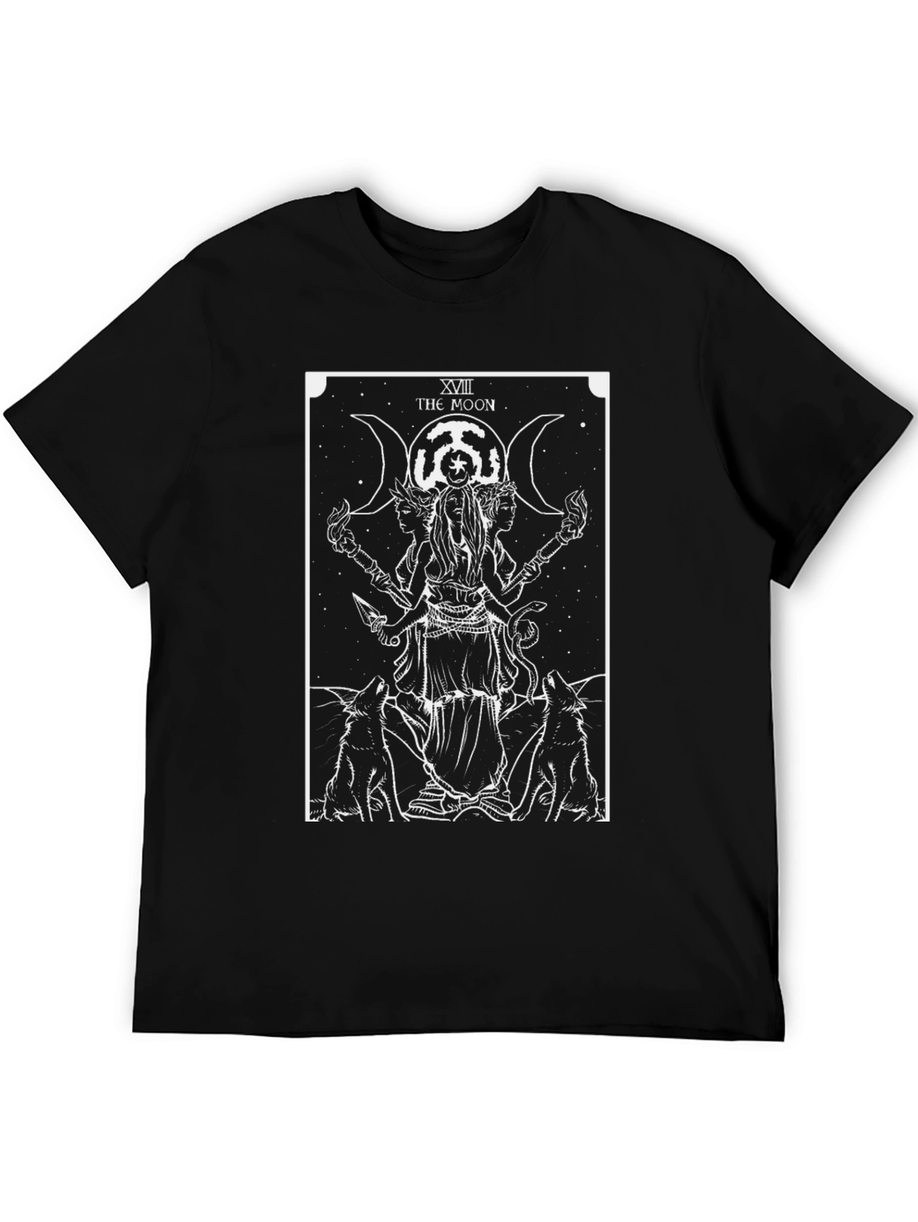 The Moon Tarot Card Graphic T-Shirt - Black