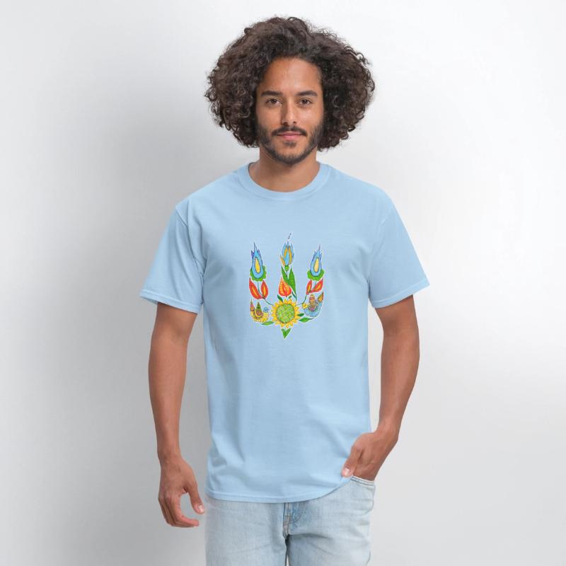 Ukrainian trident, Floral pattern, UA symbol.