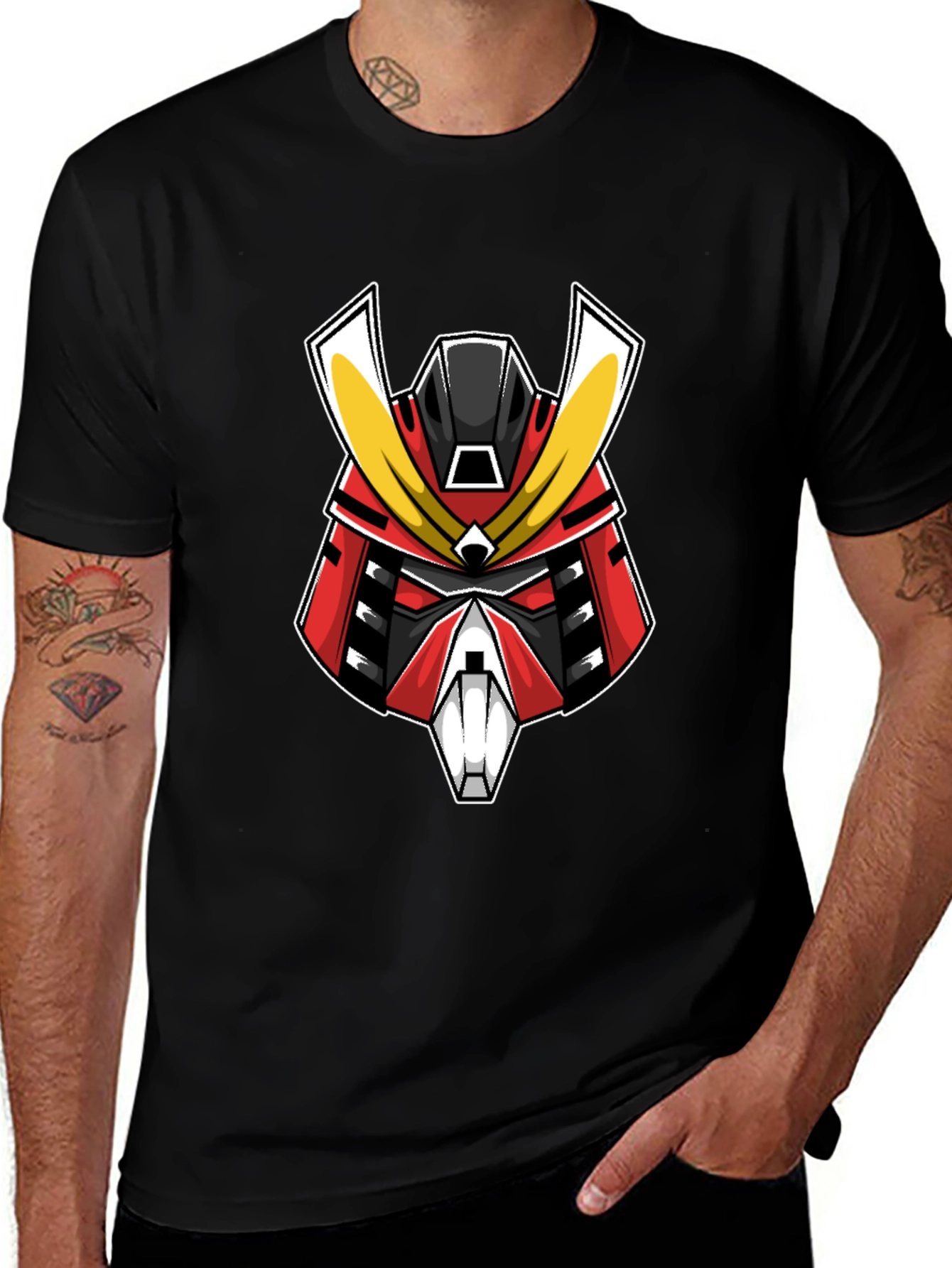 Samurai Robot Graphic Black T-Shirt
