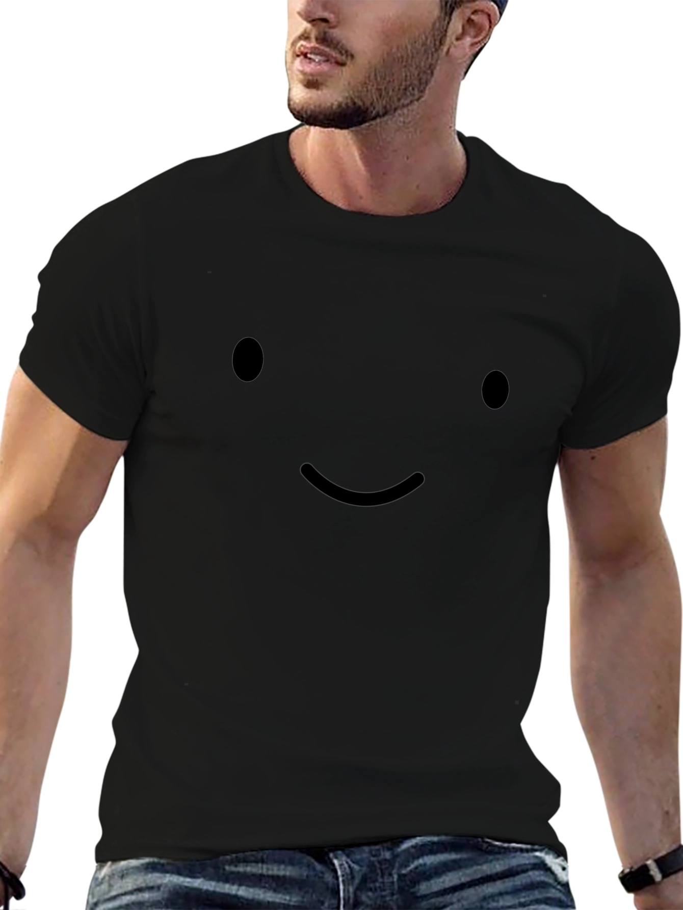 Minimalist Smiley Face Black T-Shirt