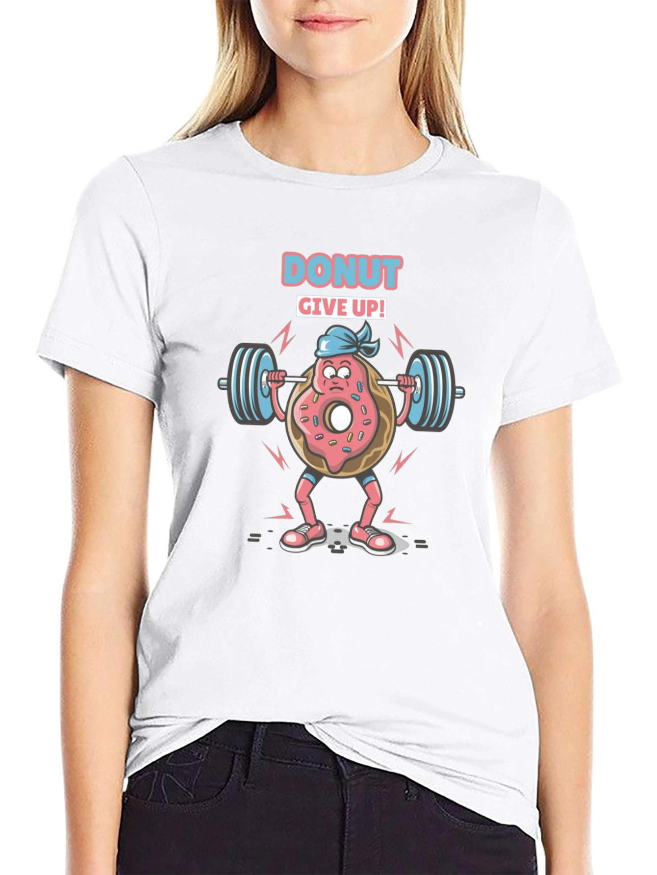 Donut Give Up Graphic Tee - Black Cotton Blend