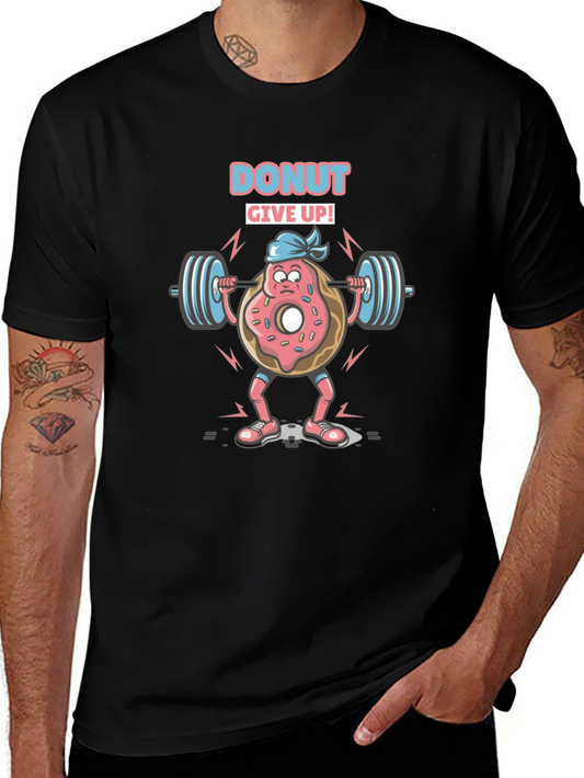 Donut Give Up Graphic Tee - Black Cotton Blend