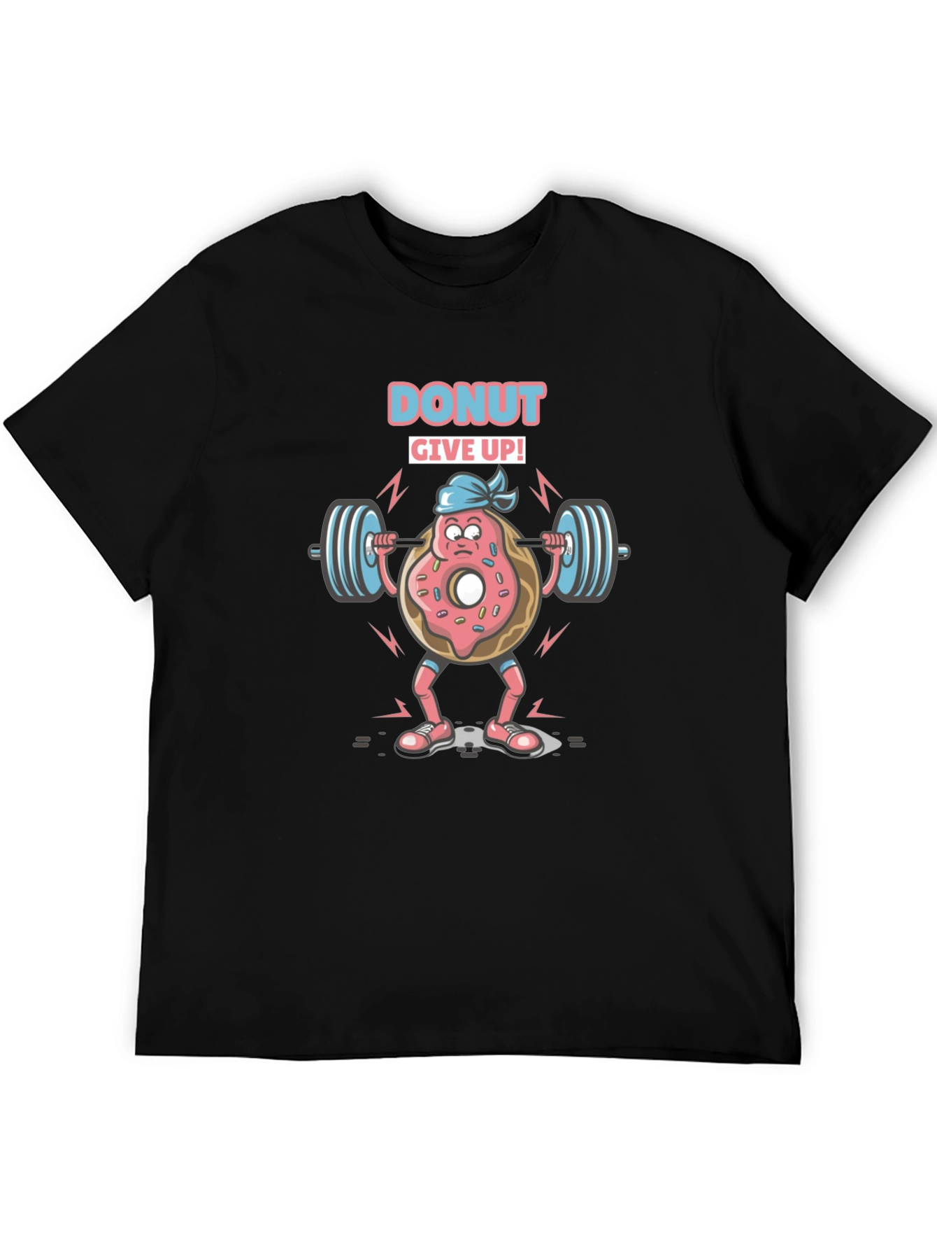 Donut Give Up Graphic Tee - Black Cotton Blend