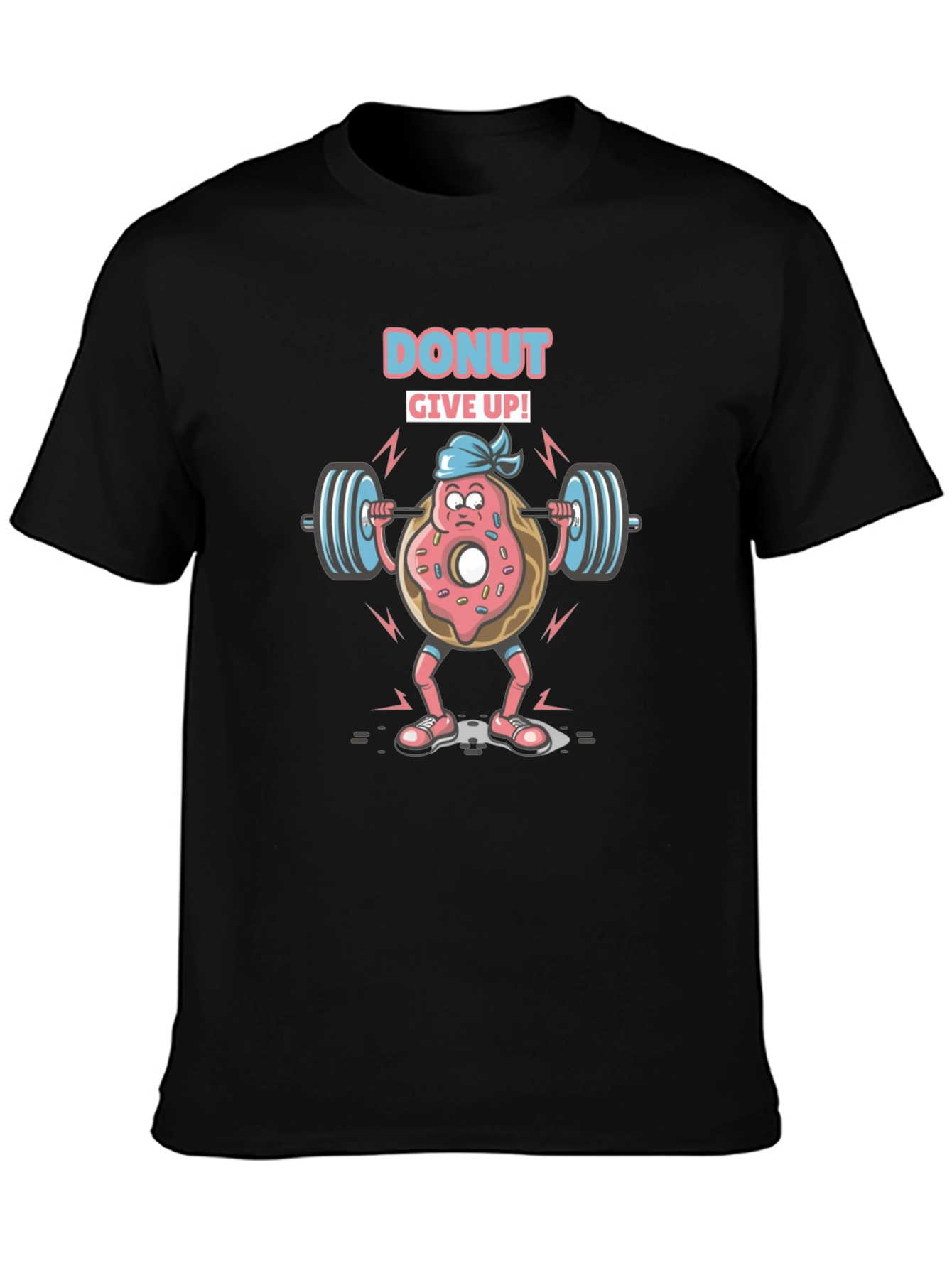 Donut Give Up Graphic Tee - Black Cotton Blend