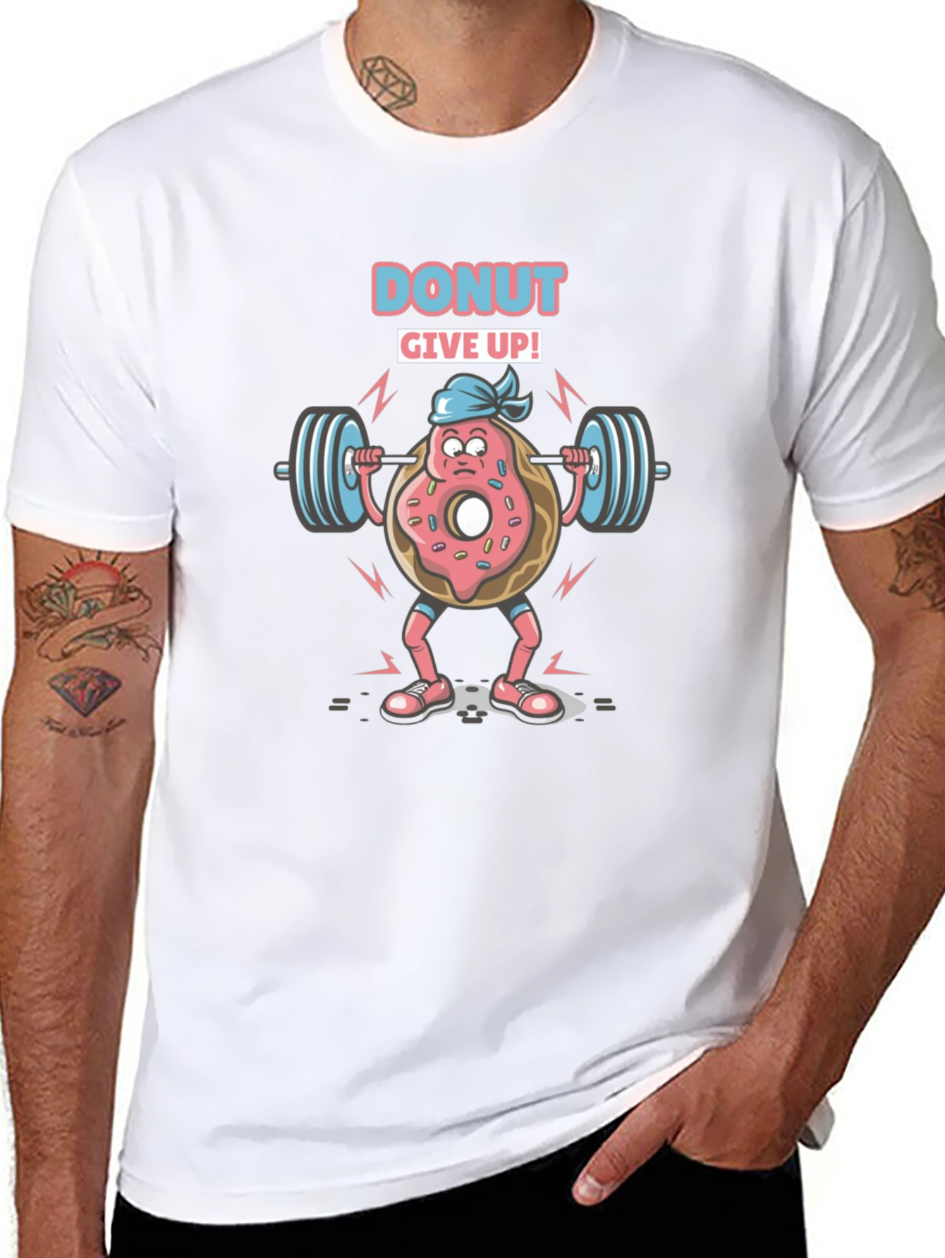 Donut Give Up Graphic Tee - Black Cotton Blend