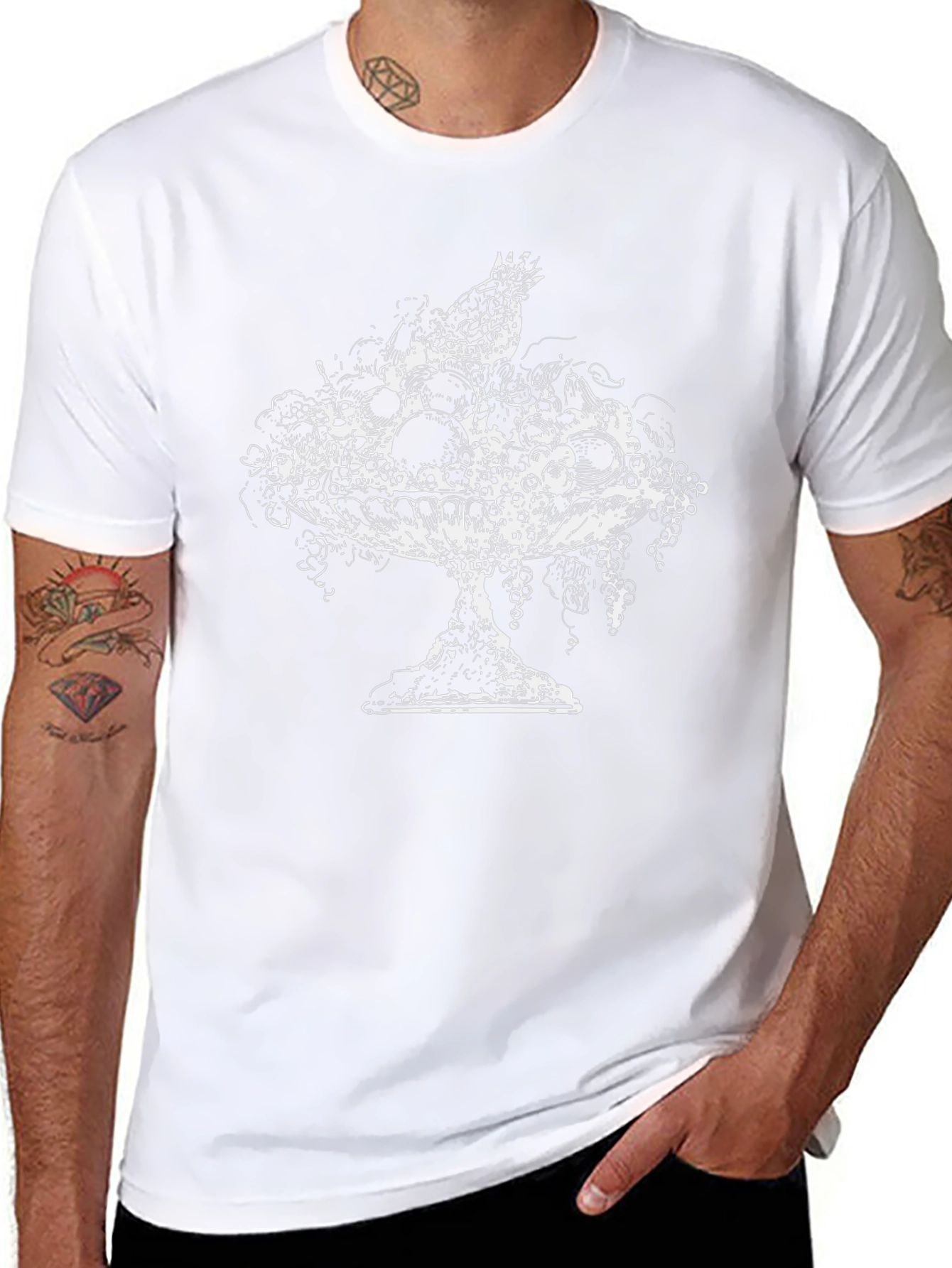 Mens Black T-Shirt with Fruit Bowl Graphic