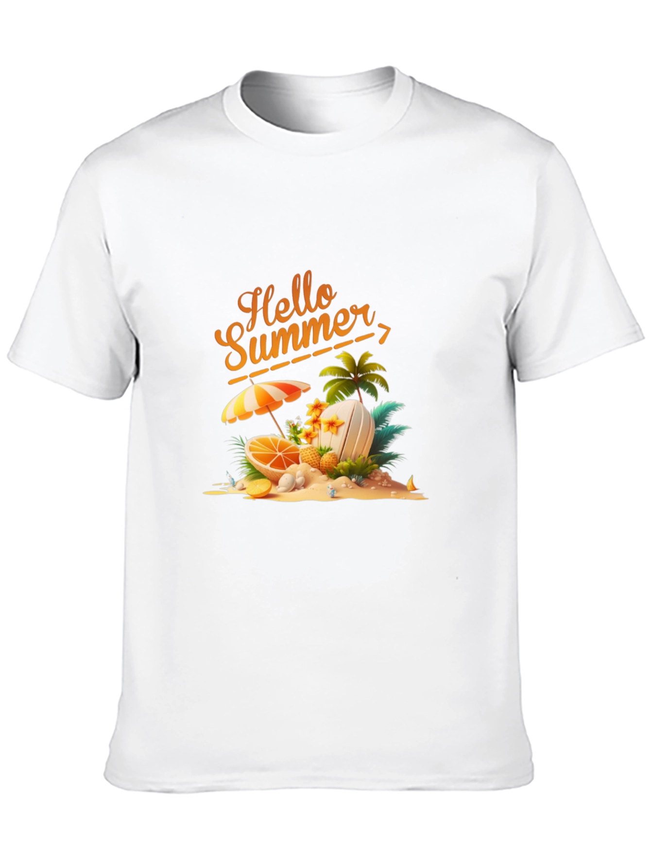 Hello Summer Graphic Print Black T-Shirt