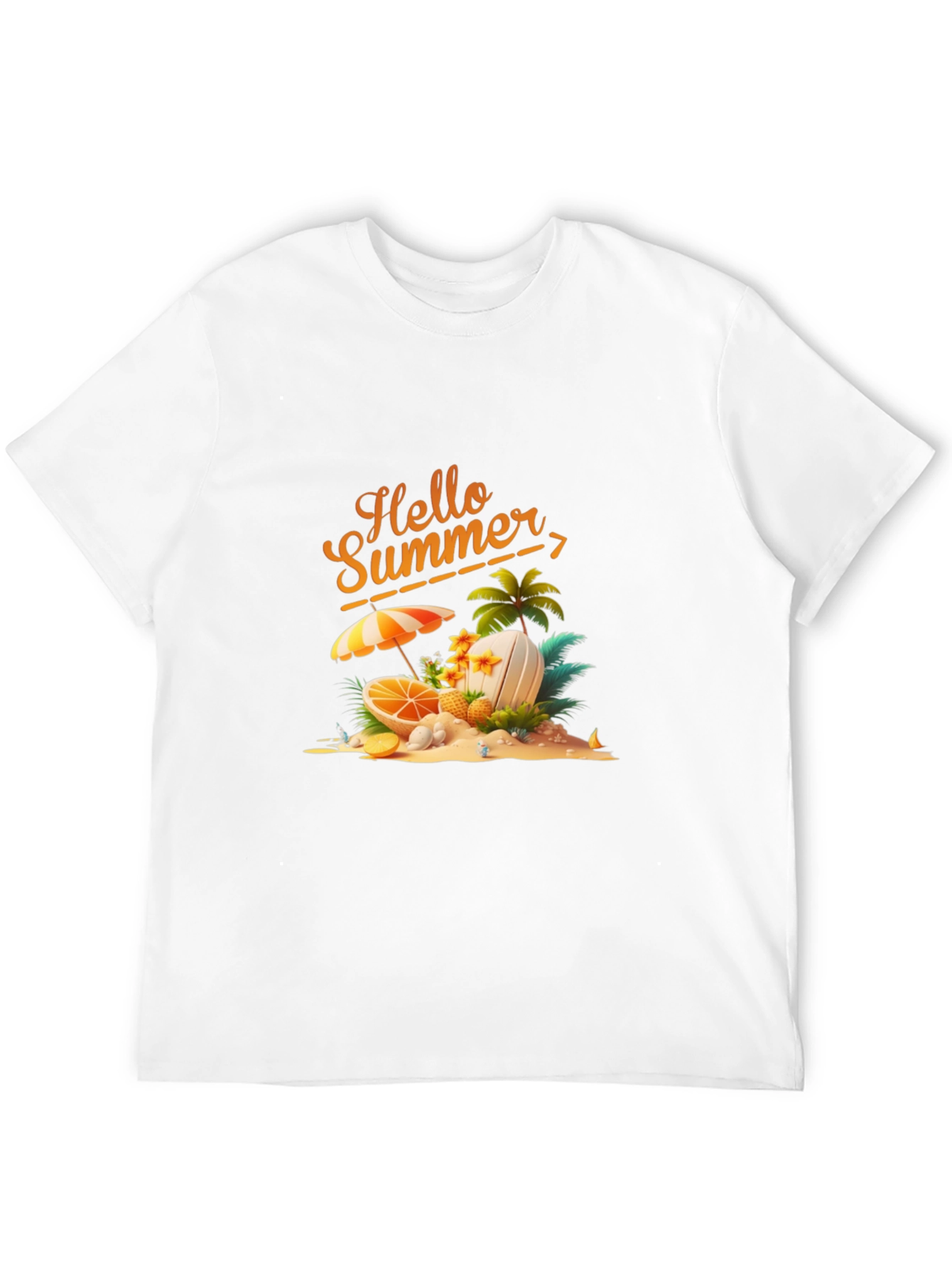 Hello Summer Graphic Print Black T-Shirt