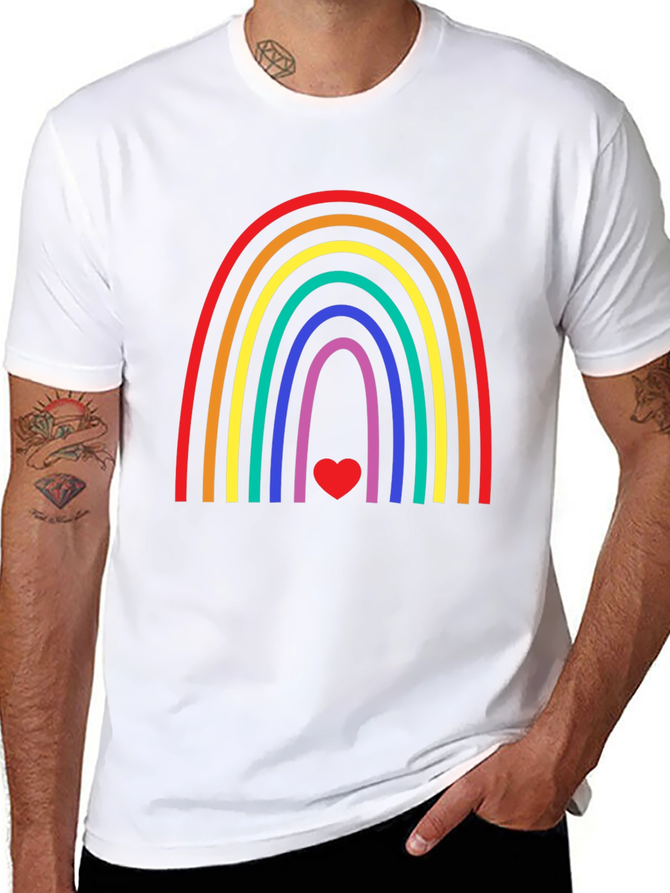 Rainbow Heart Graphic Tee - Pride & Positivity