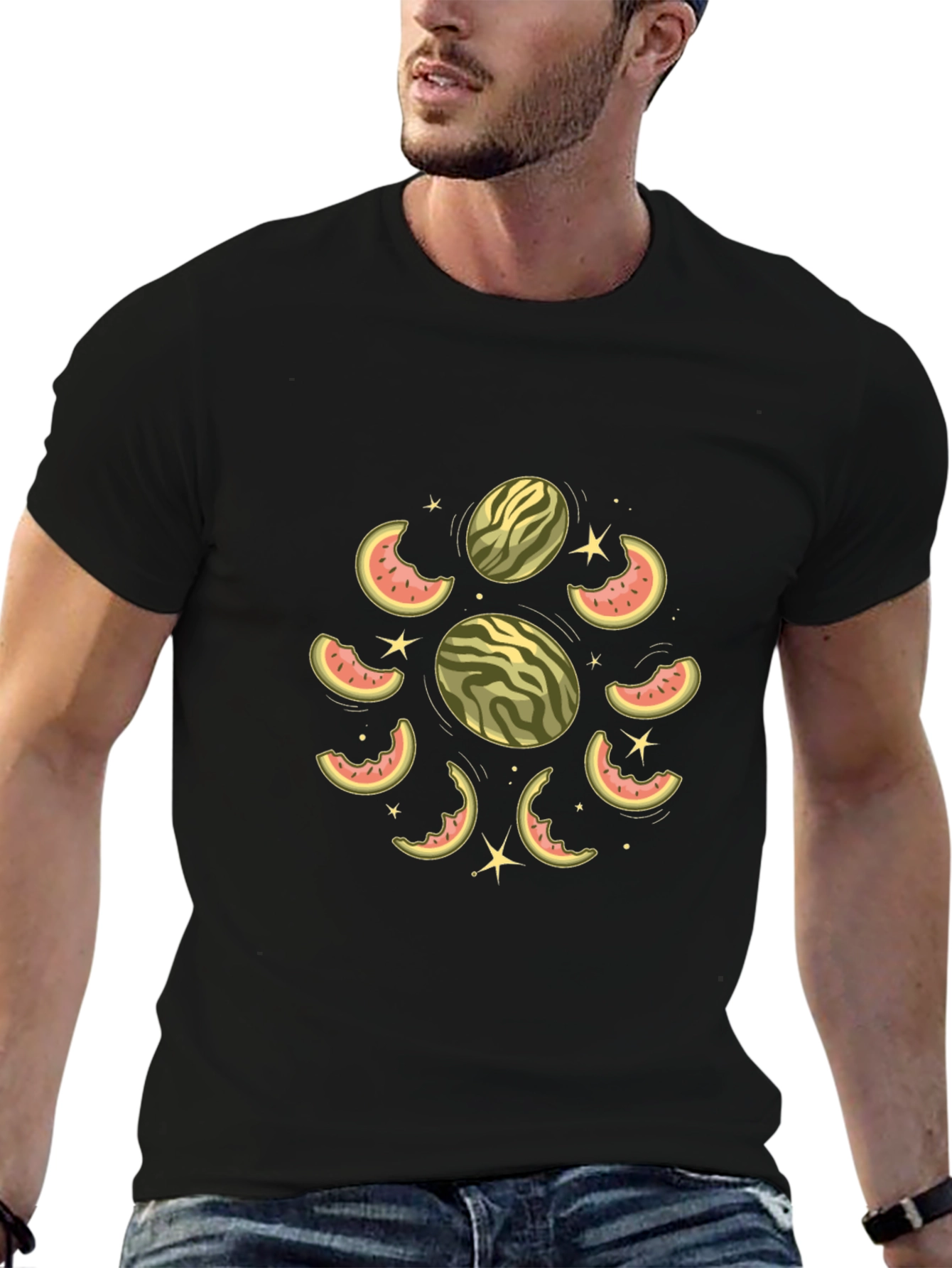Watermelon Slice Graphic Black T-Shirt