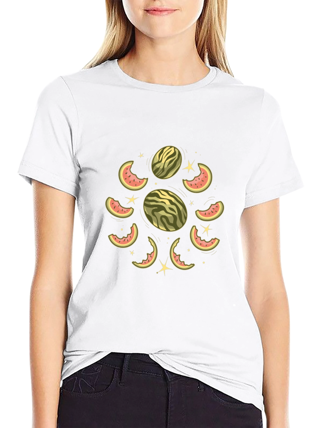 Watermelon Slice Graphic Black T-Shirt